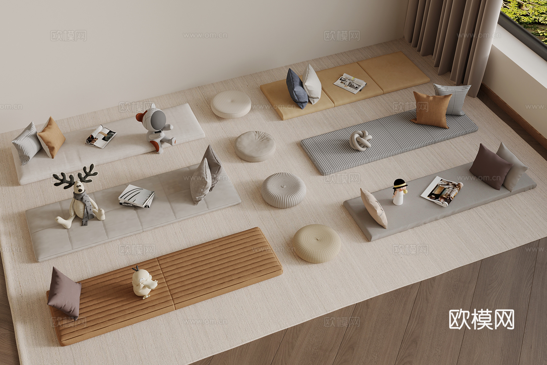 现代坐垫 飘窗垫3d模型