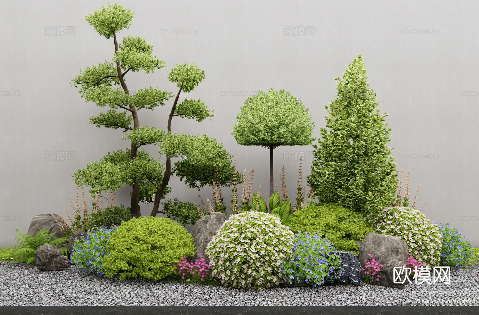 灌木 灌木球 花草组合 花境 植物su模型