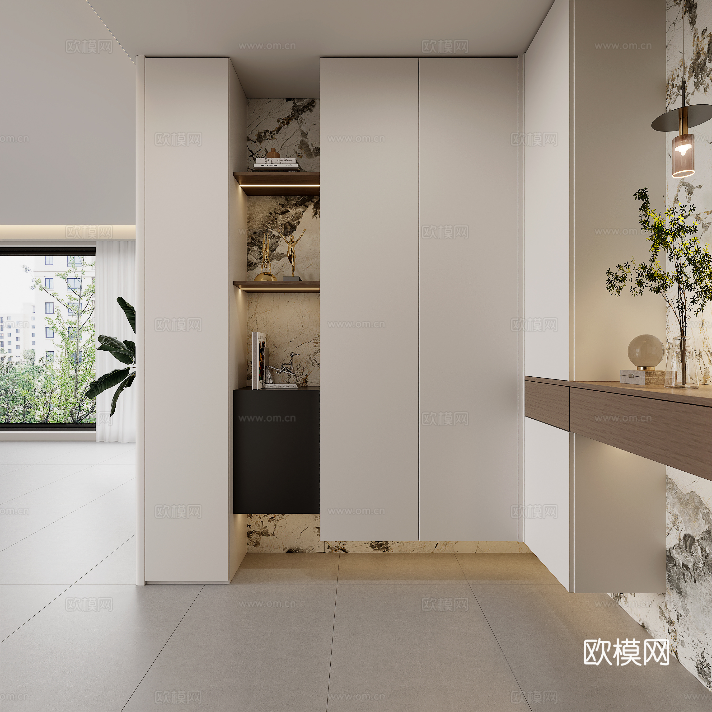 现代极简入户转角鞋柜 玄关鞋柜  悬空鞋柜  玄关柜3d模型