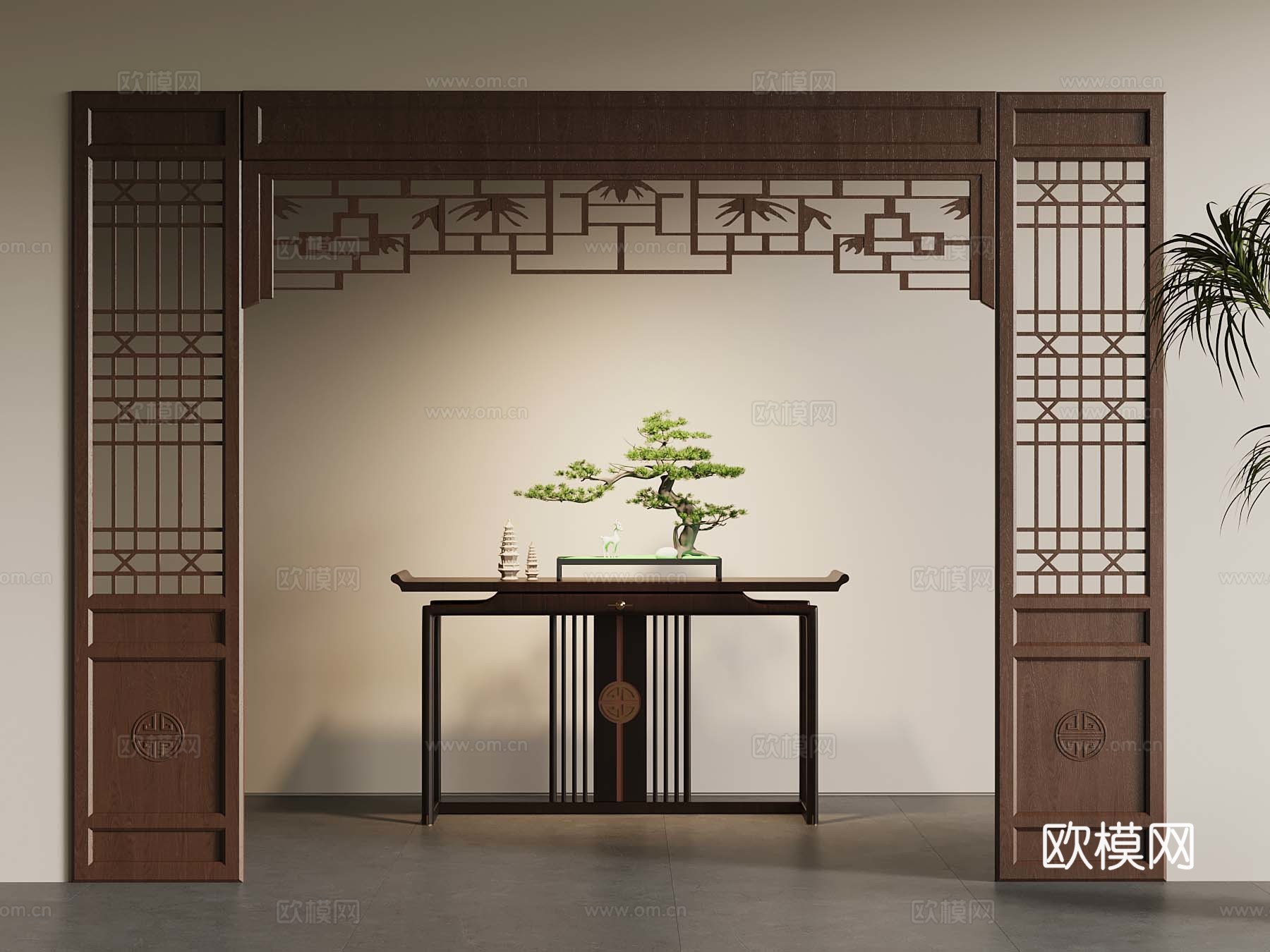 新中式门套 垭口 隔断 端景台3d模型