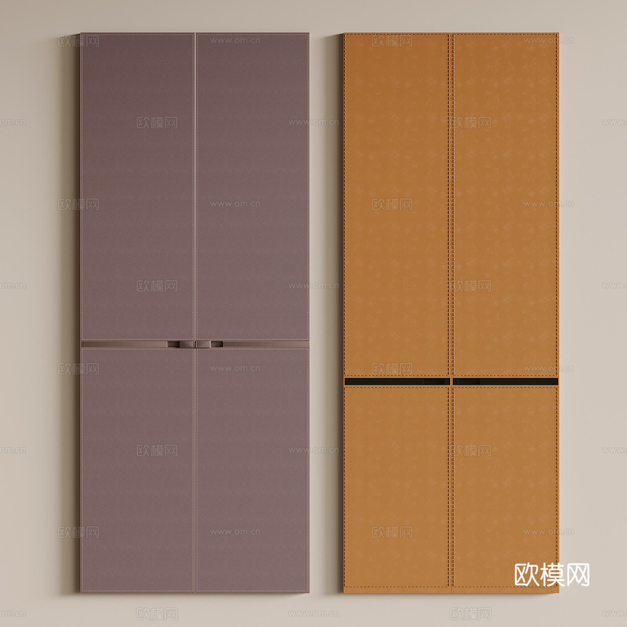 07柜门 现代衣柜门 皮革柜门su模型