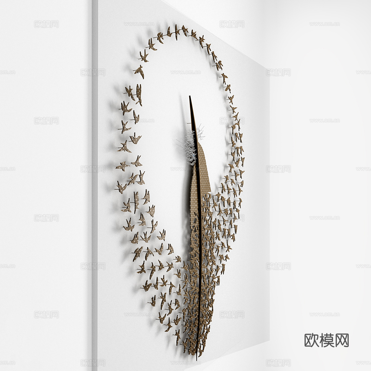 现代轻奢金属鸟挂饰3d模型