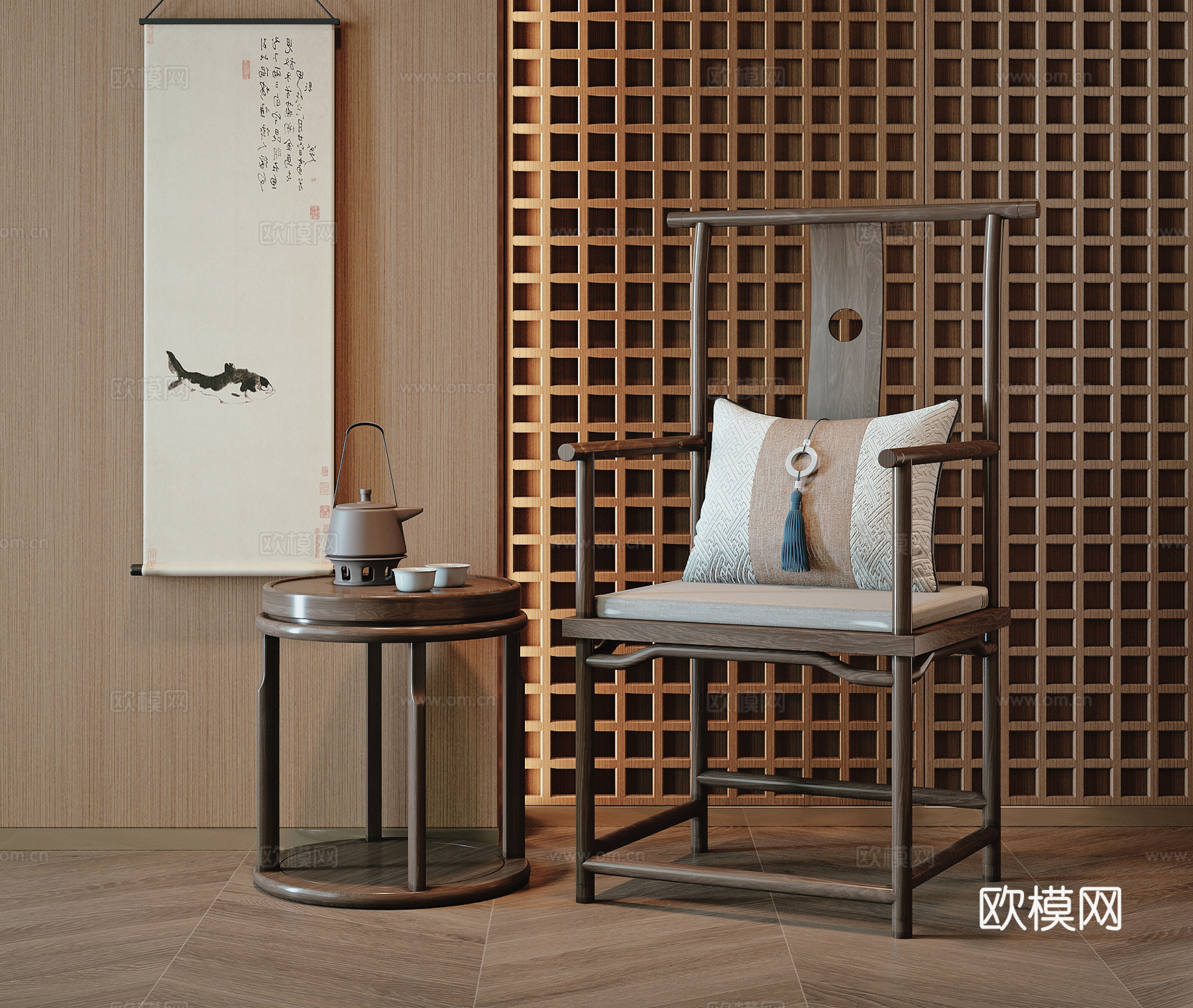 新中式椅子su模型