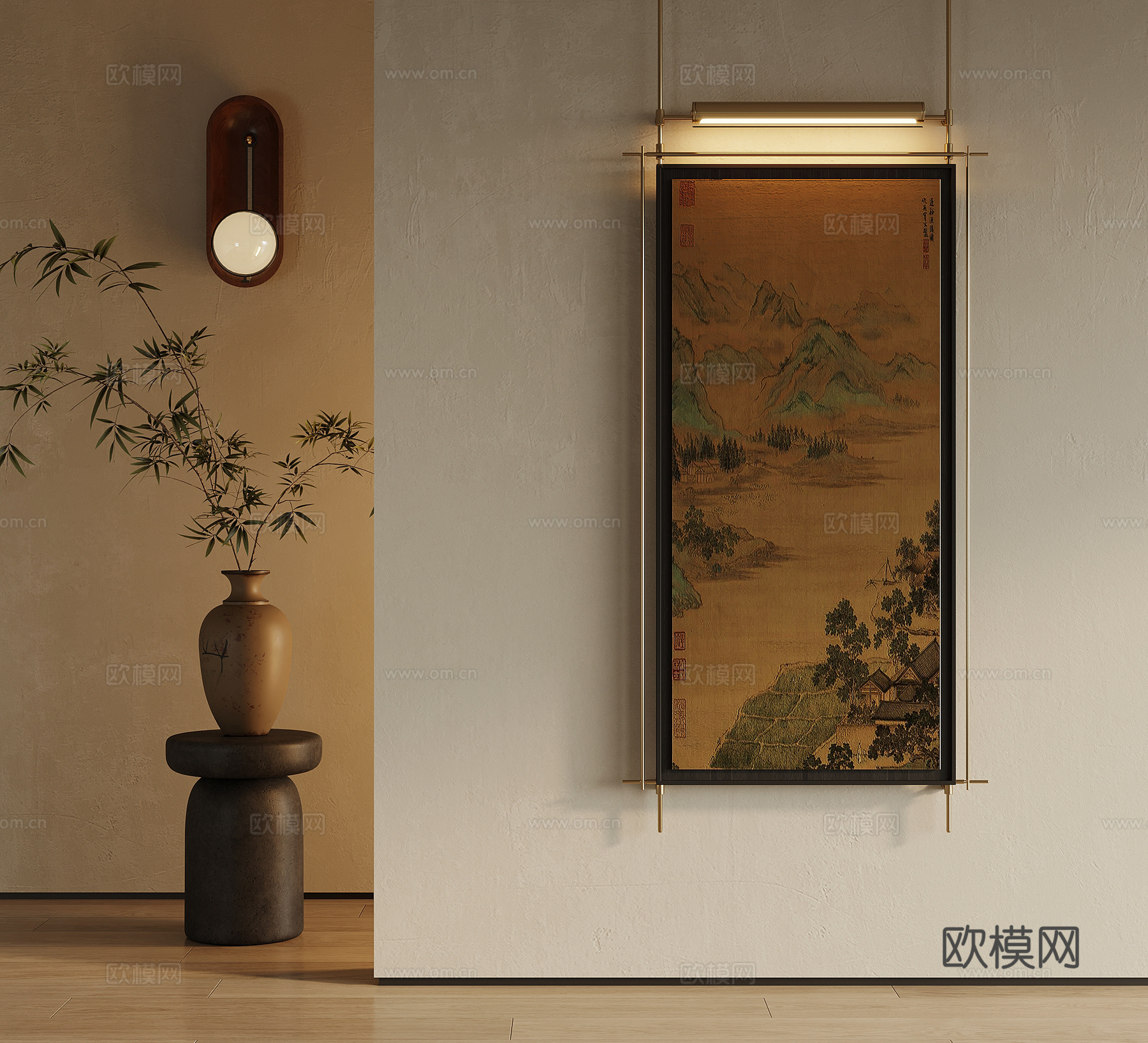 22挂画 中古风挂画 装饰画 绿植3d模型