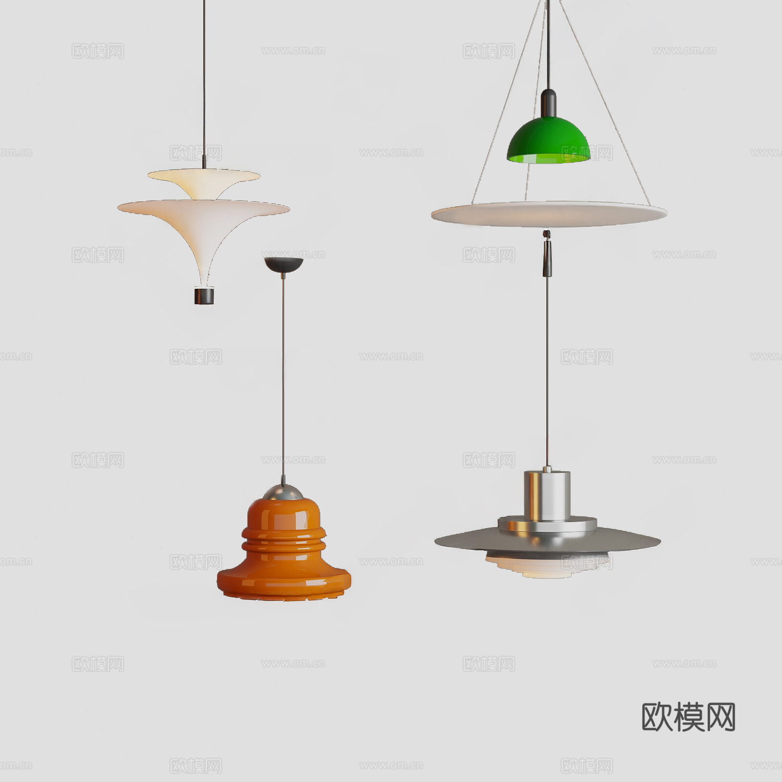 现代中古飞碟吊灯su模型