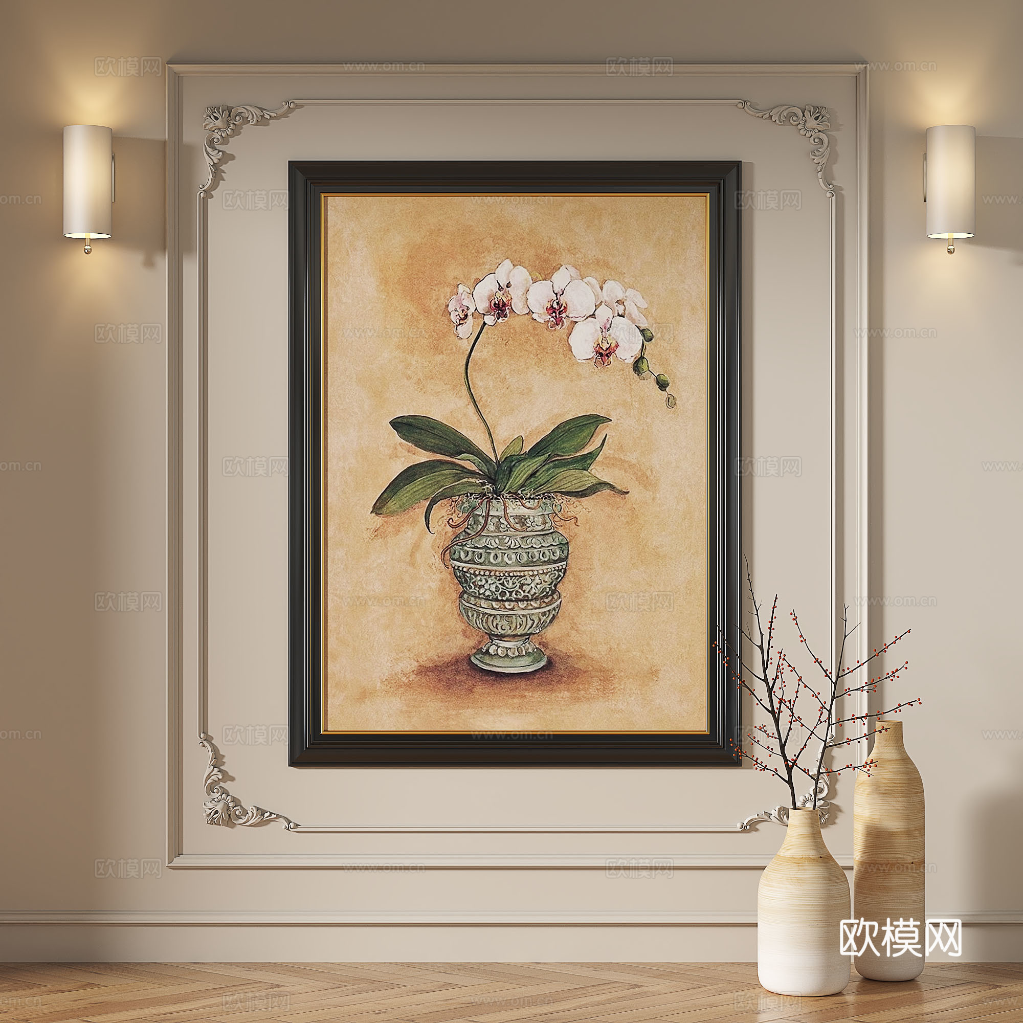 法式，复古，中古，现代，油画，轻奢，简约，抽象，装饰画3d模型