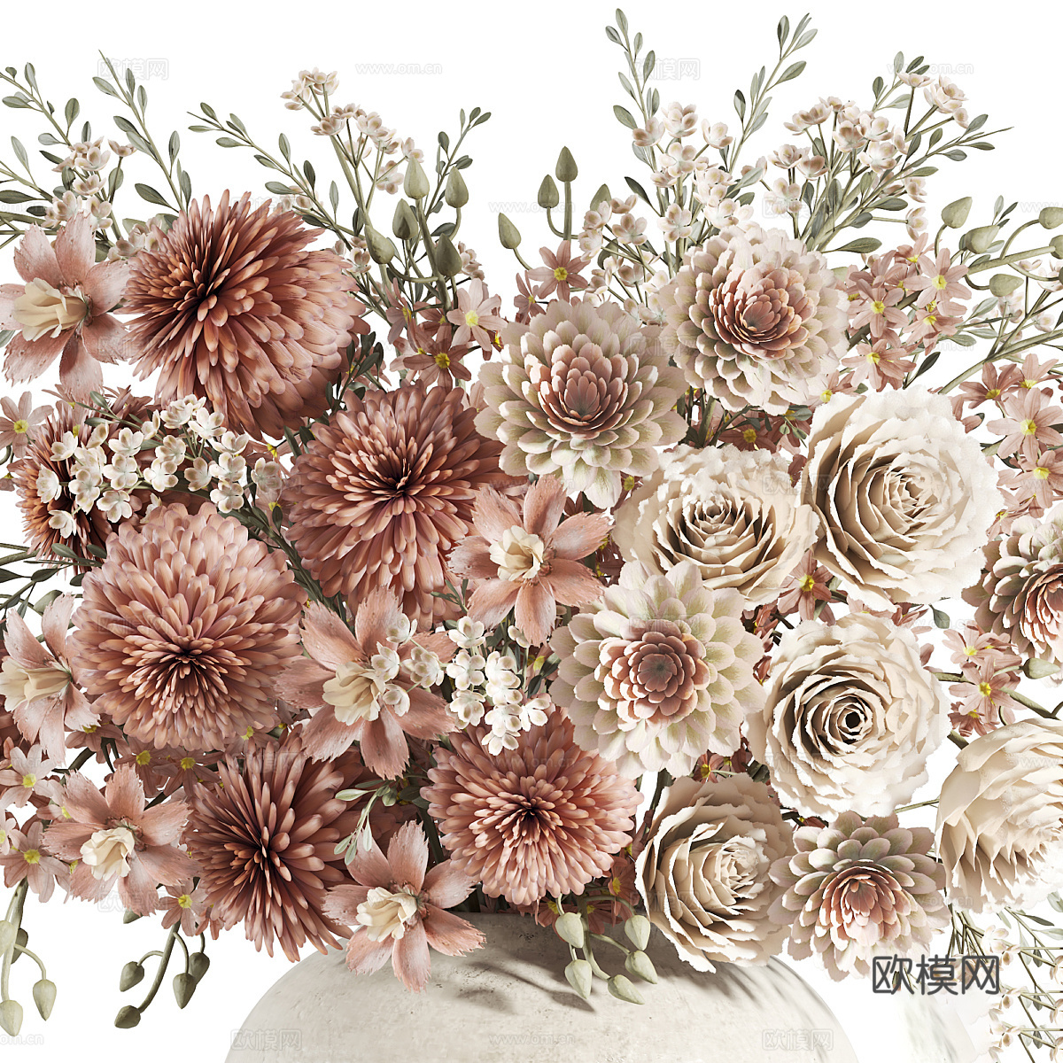 新中式花瓶花艺3d模型
