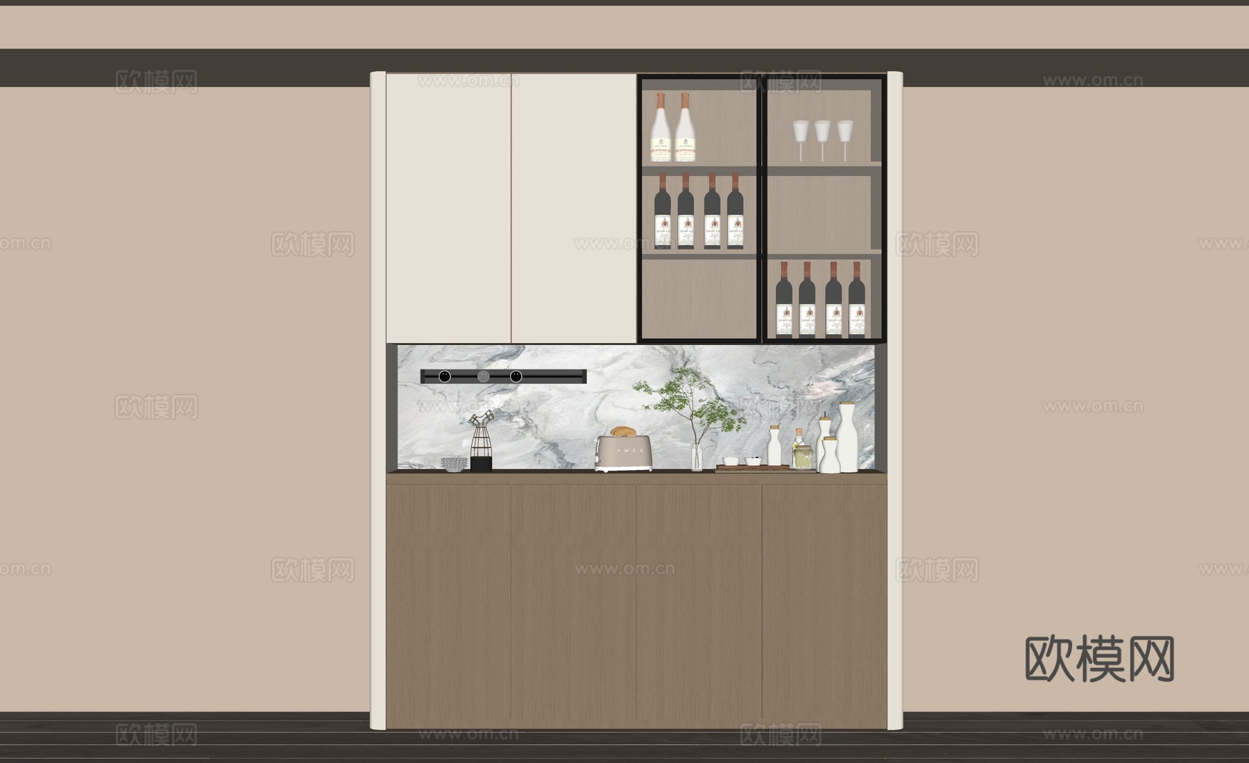 现代简约酒柜 餐边柜su模型