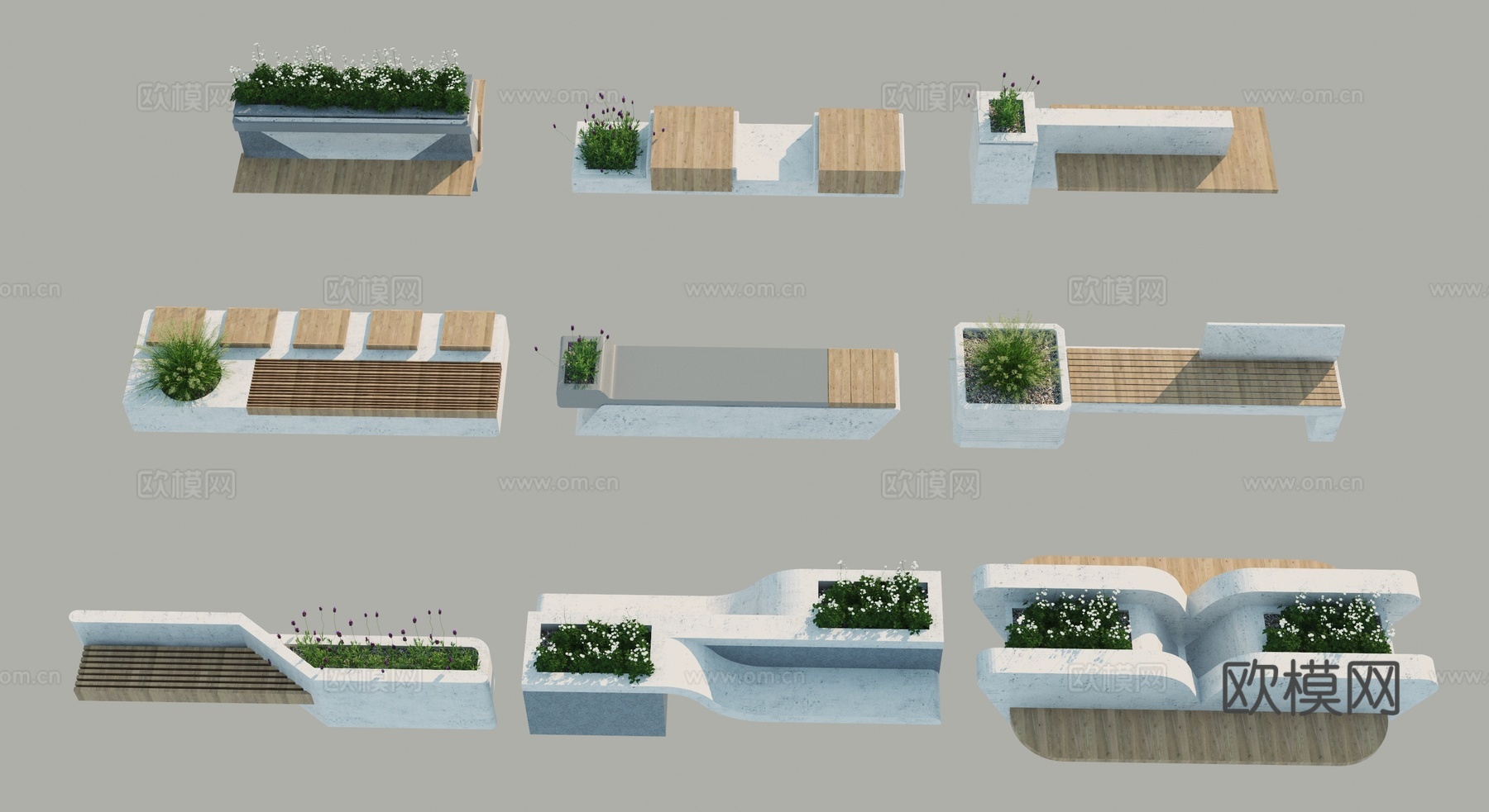 现代景观树池座椅_花池座凳_座凳3d模型