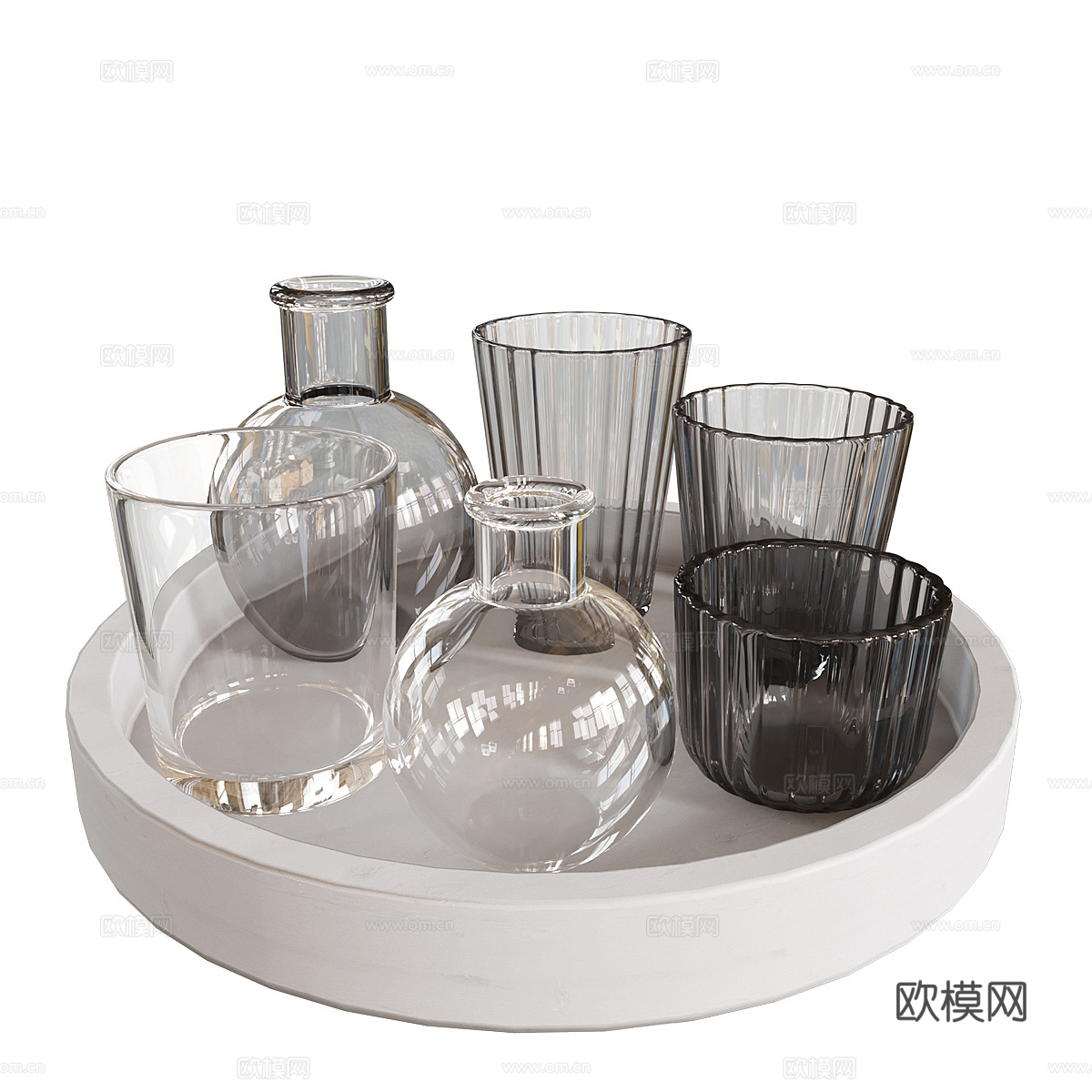 现代意式极简茶具3d模型