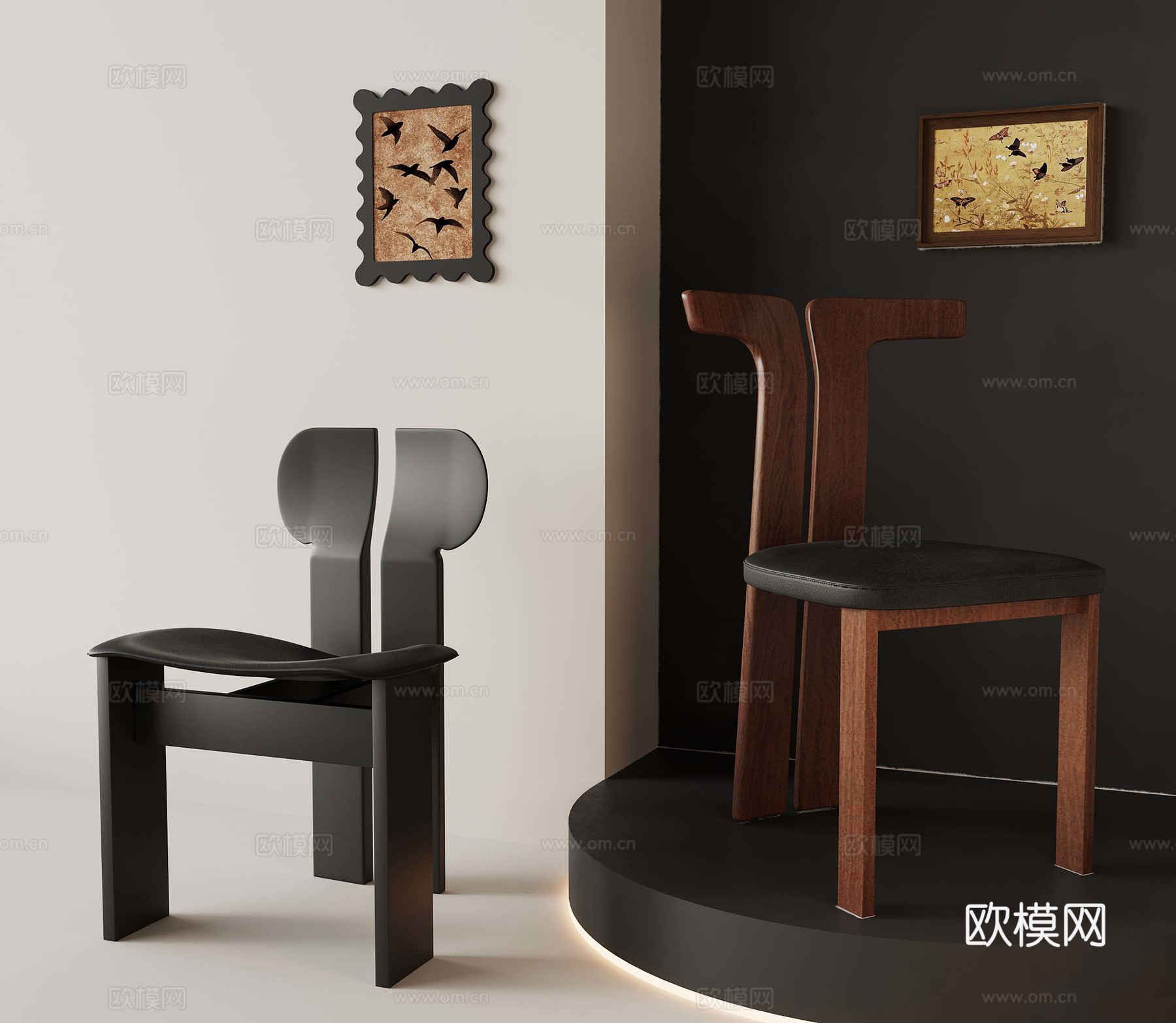 法式中古风餐椅 休闲椅 藤编休闲椅su模型