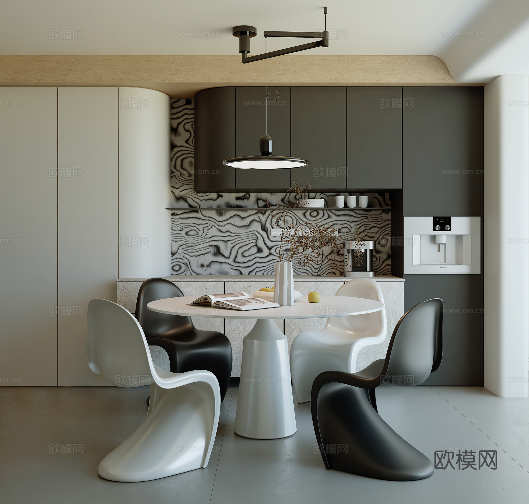 现代极简餐厅su模型