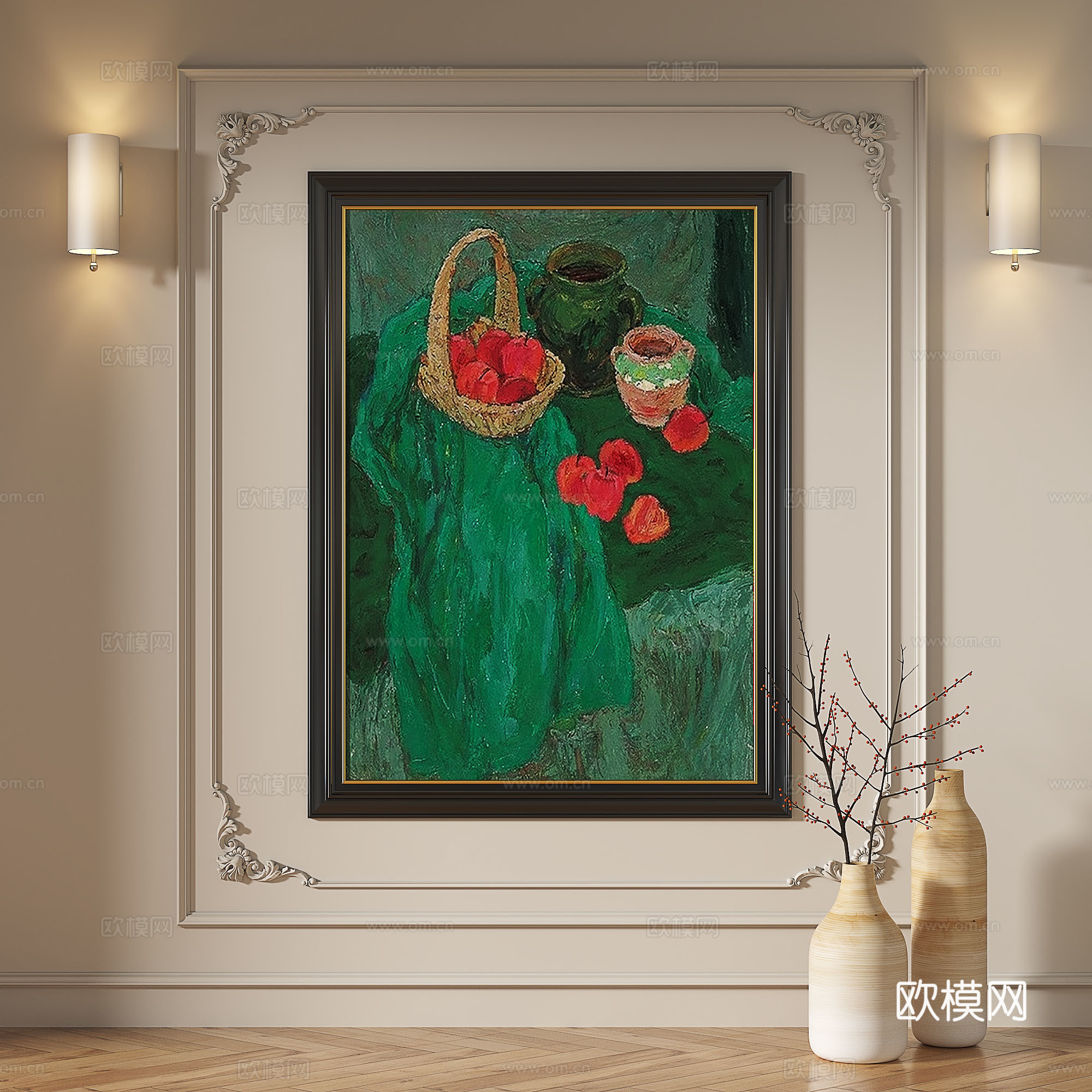 法式，复古，中古，现代，油画，轻奢，简约，抽象，装饰画3d模型