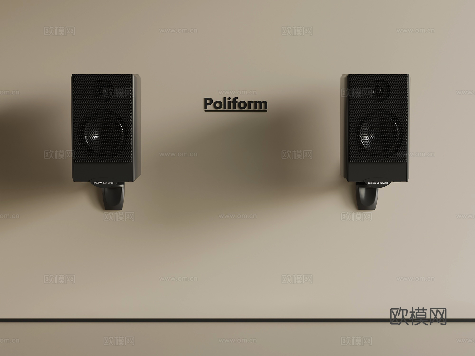 现代音响 壁挂音响3d模型