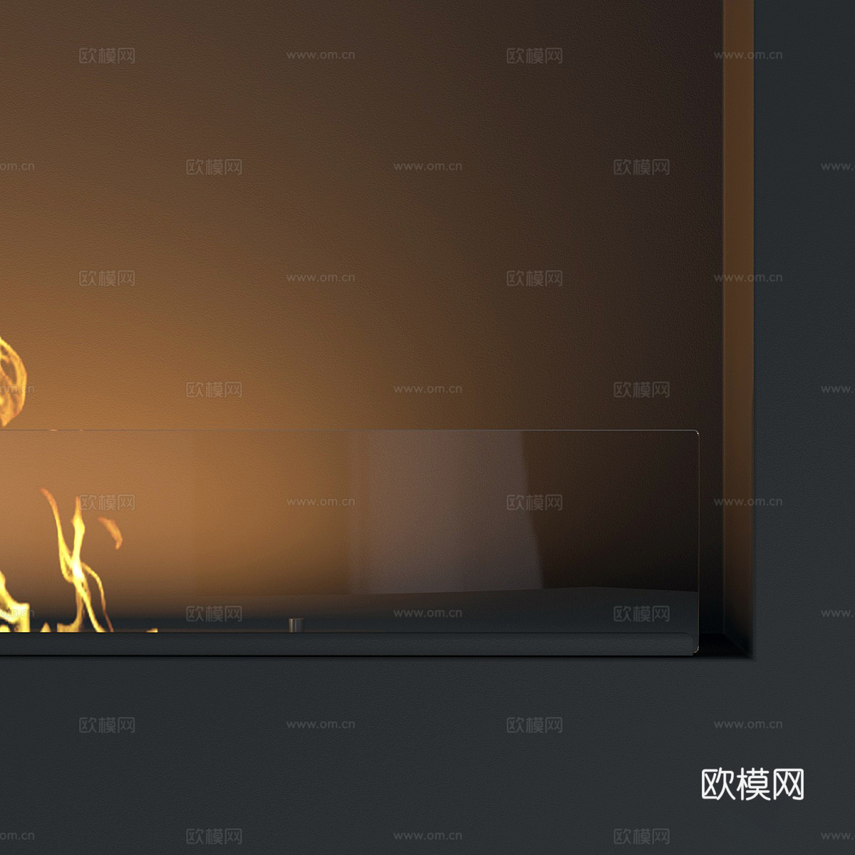 现代意式极简壁炉3d模型