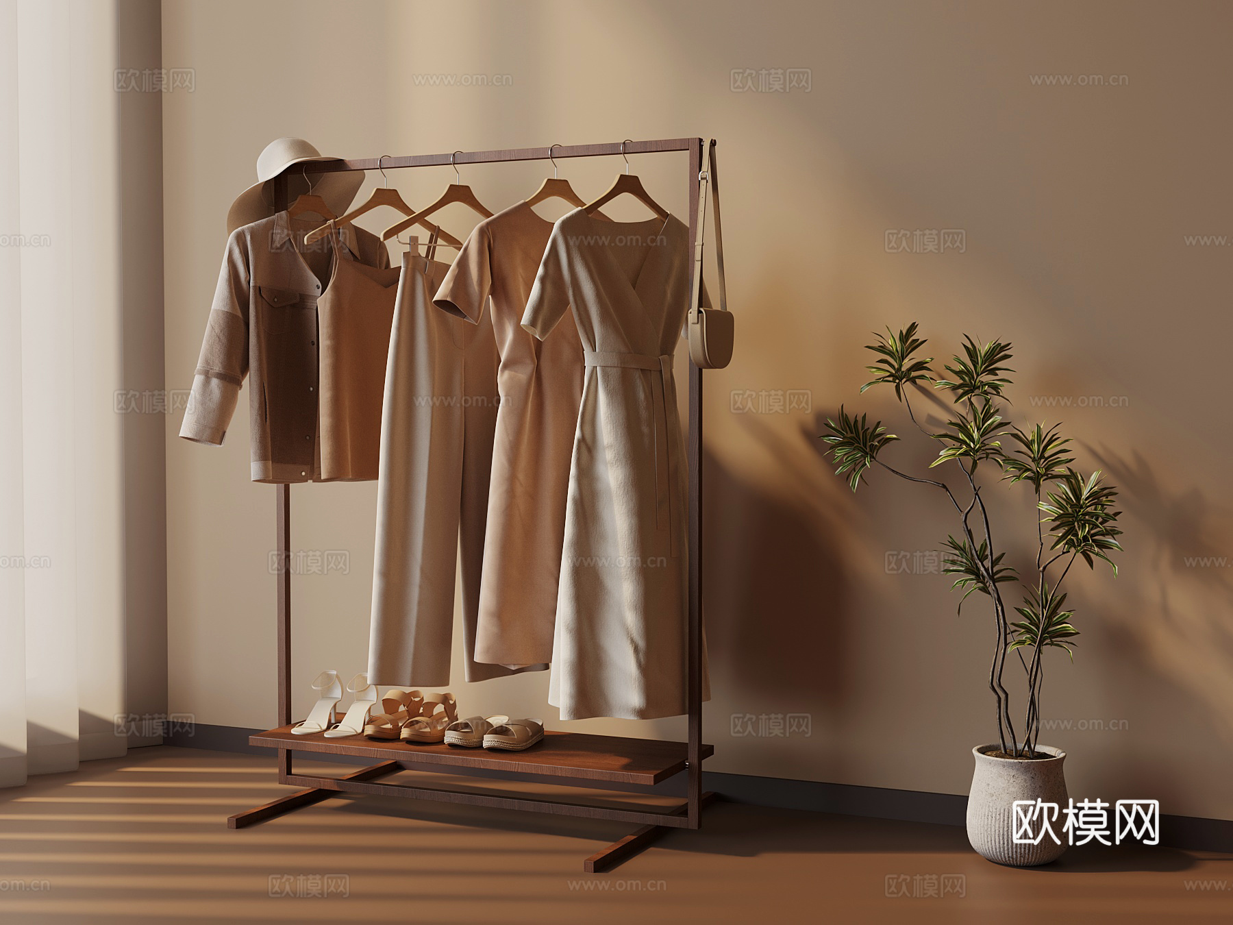 23中古风衣架 衣服服饰3d模型