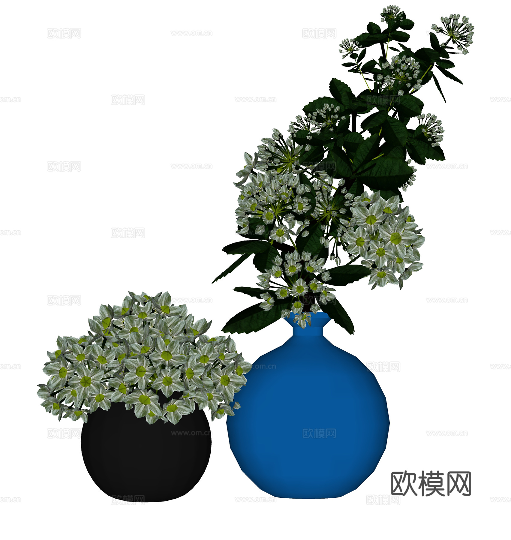 现代植物花草  花盆花卉 室内观赏花卉su模型