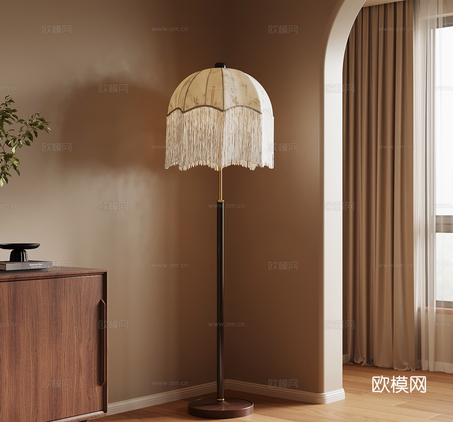 中古风落地灯 衣架3d模型
