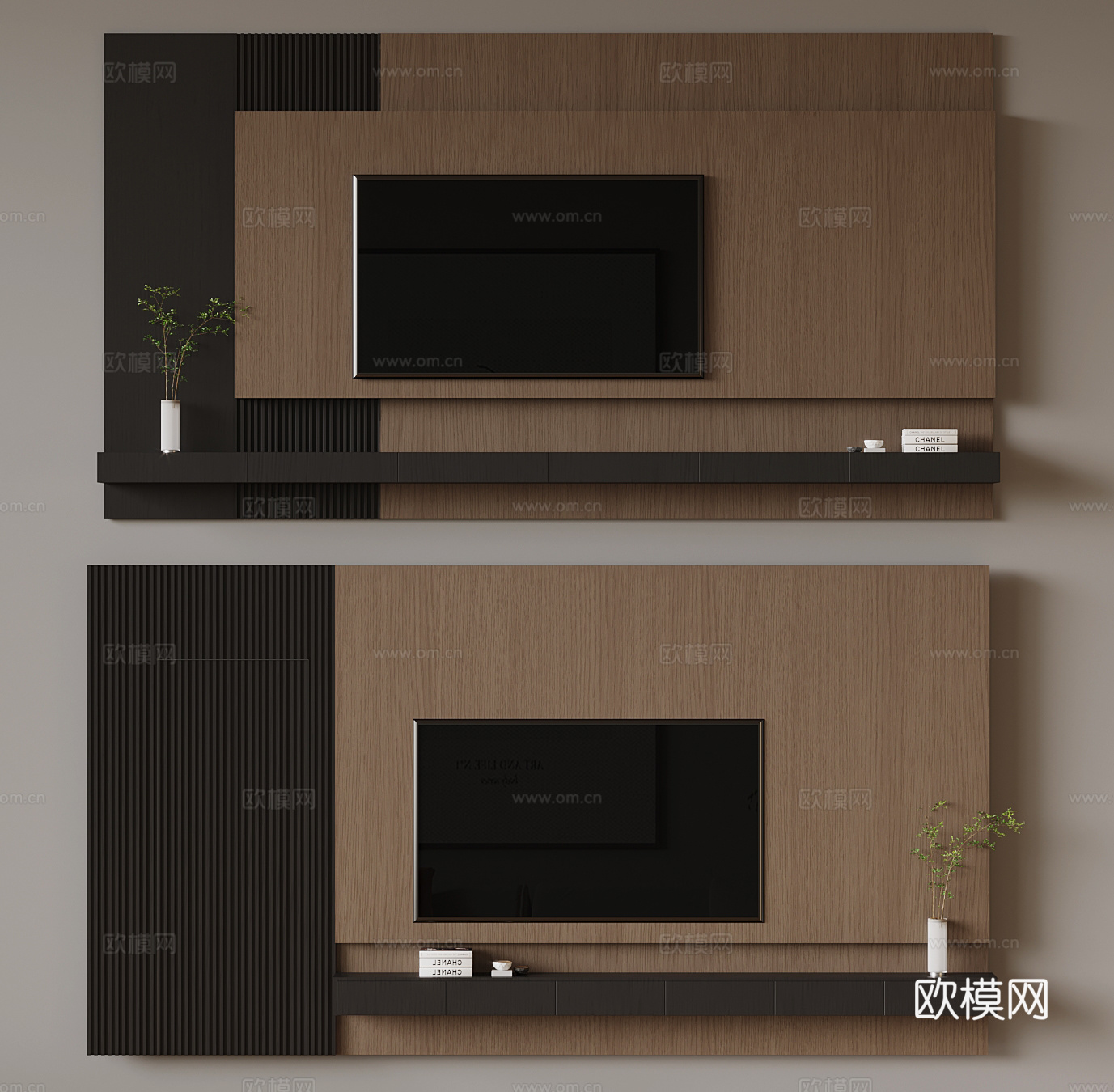 现代意式电视背景墙3d模型