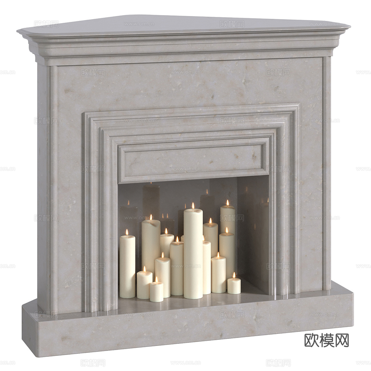 现代意式石材壁炉 烛台3d模型