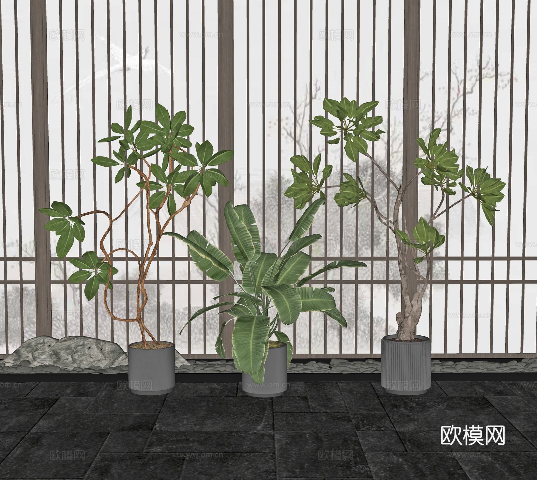 现代绿植盆栽su模型