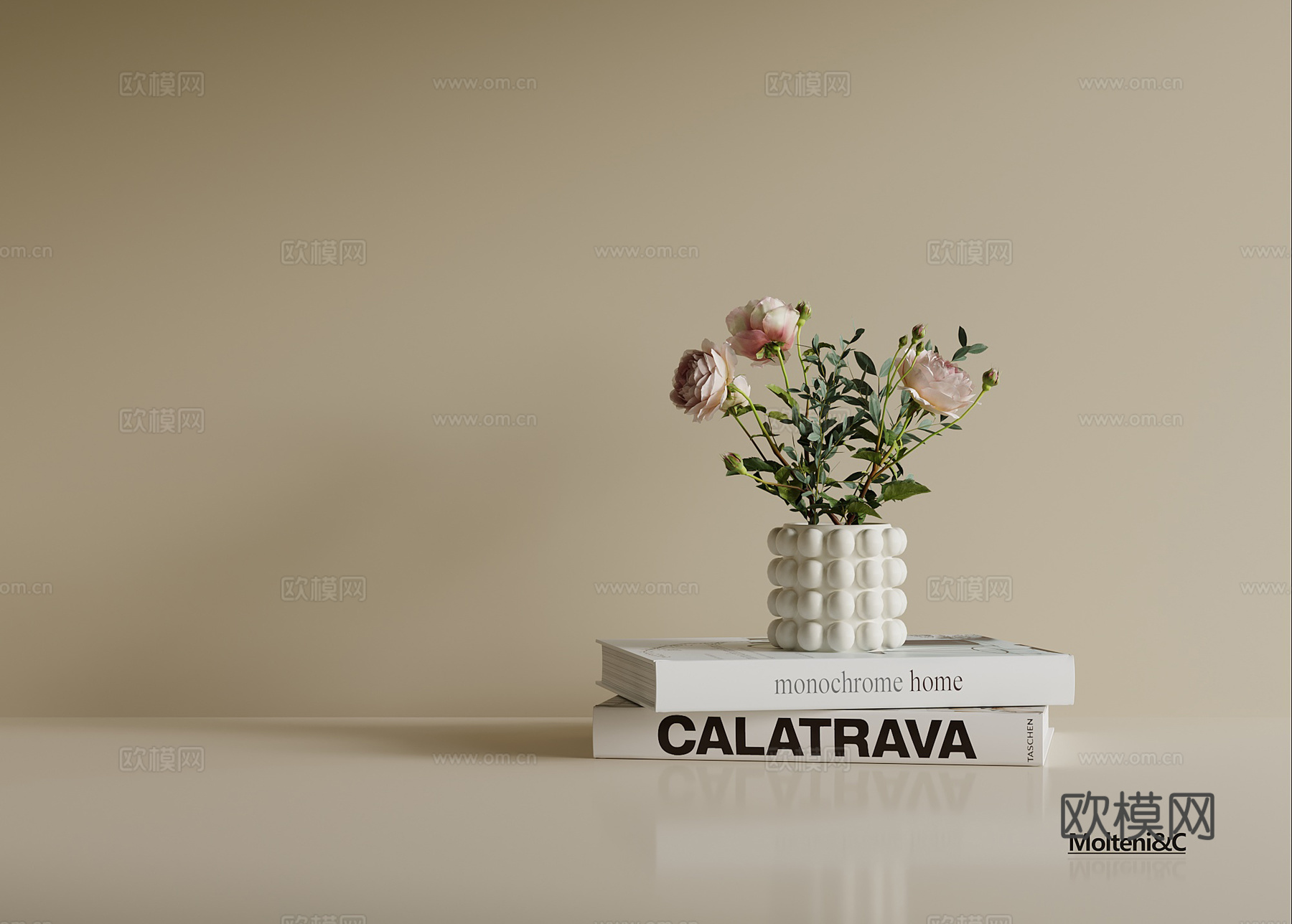 法式奶油风花瓶 花艺 摆件3d模型