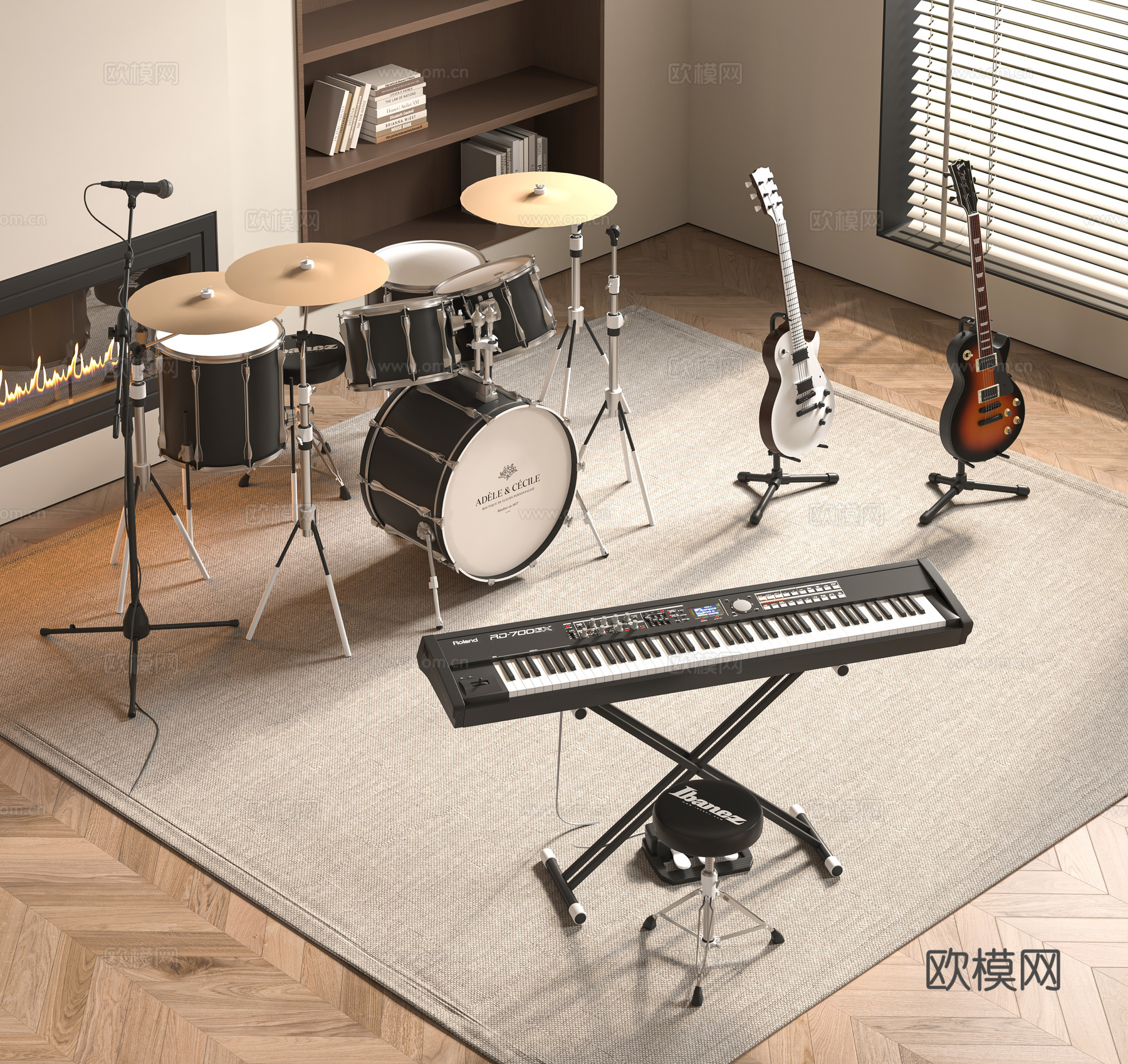 现代乐器3d模型