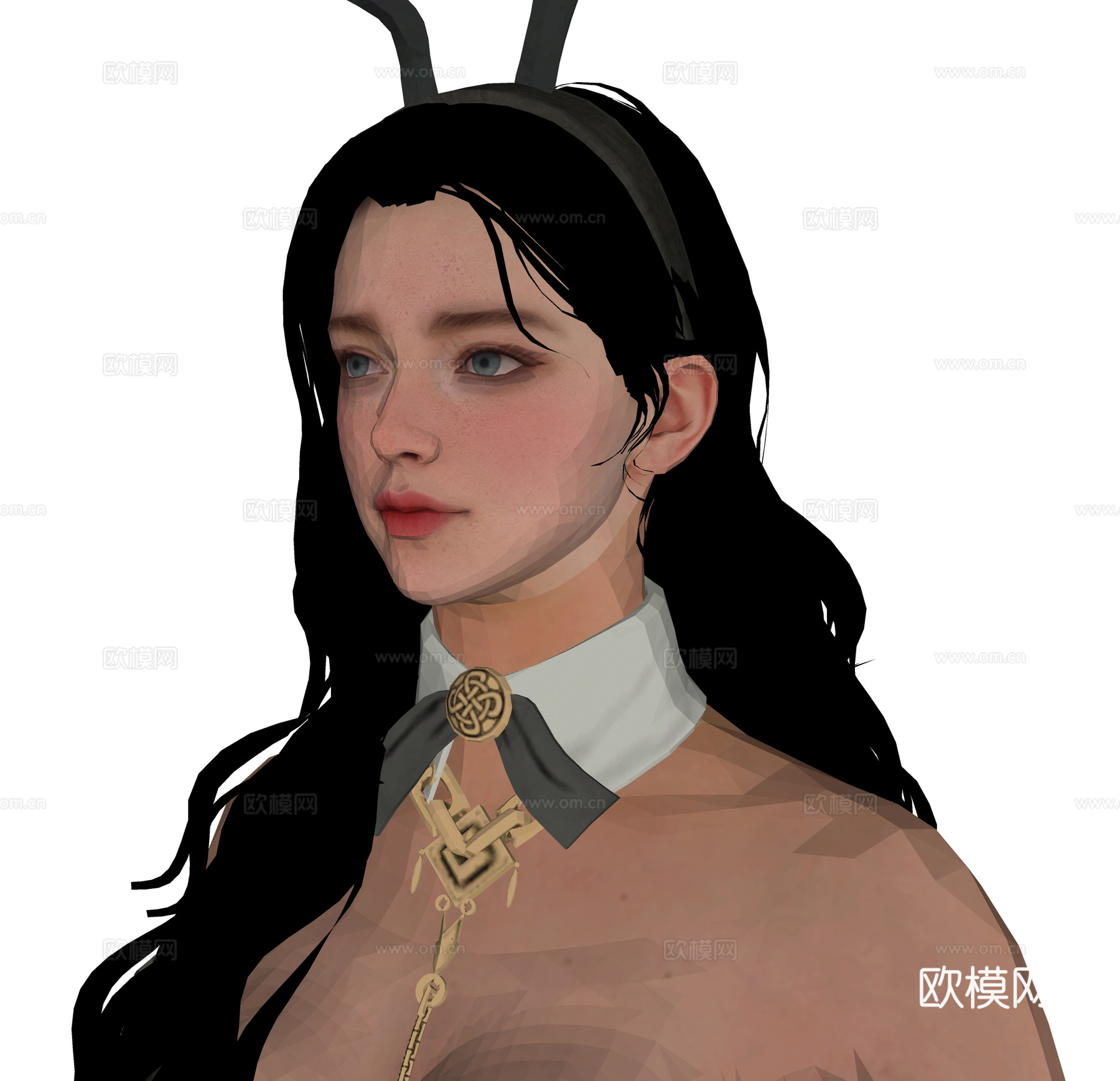 黑发兔子欧美女人 美女女性人物 卡通动漫女生 模特小姐姐皮衣su模型