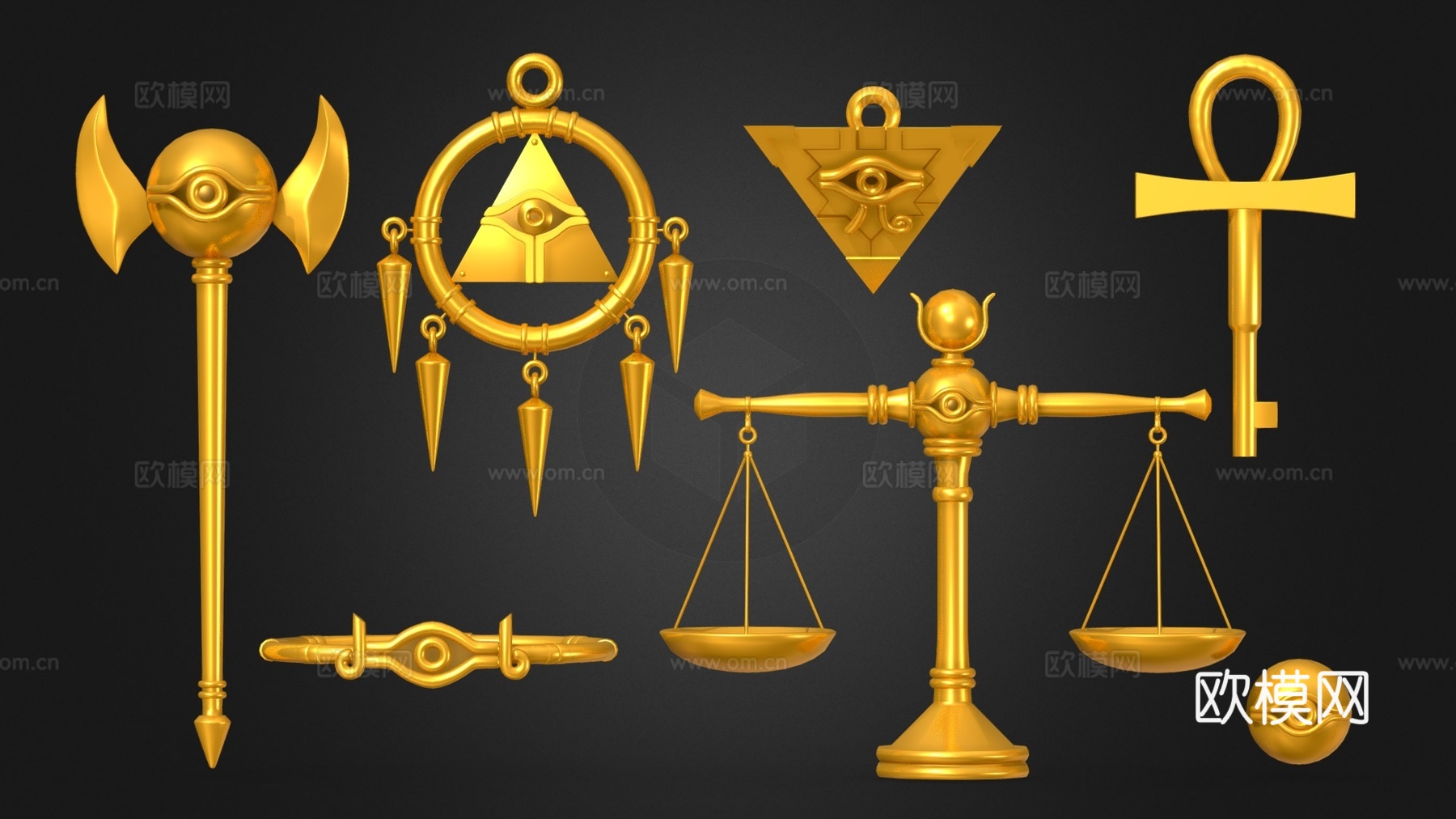复古简欧雕塑摆件 埃及风格黄金摆件 黄金雕塑 黄金饰品3d模型