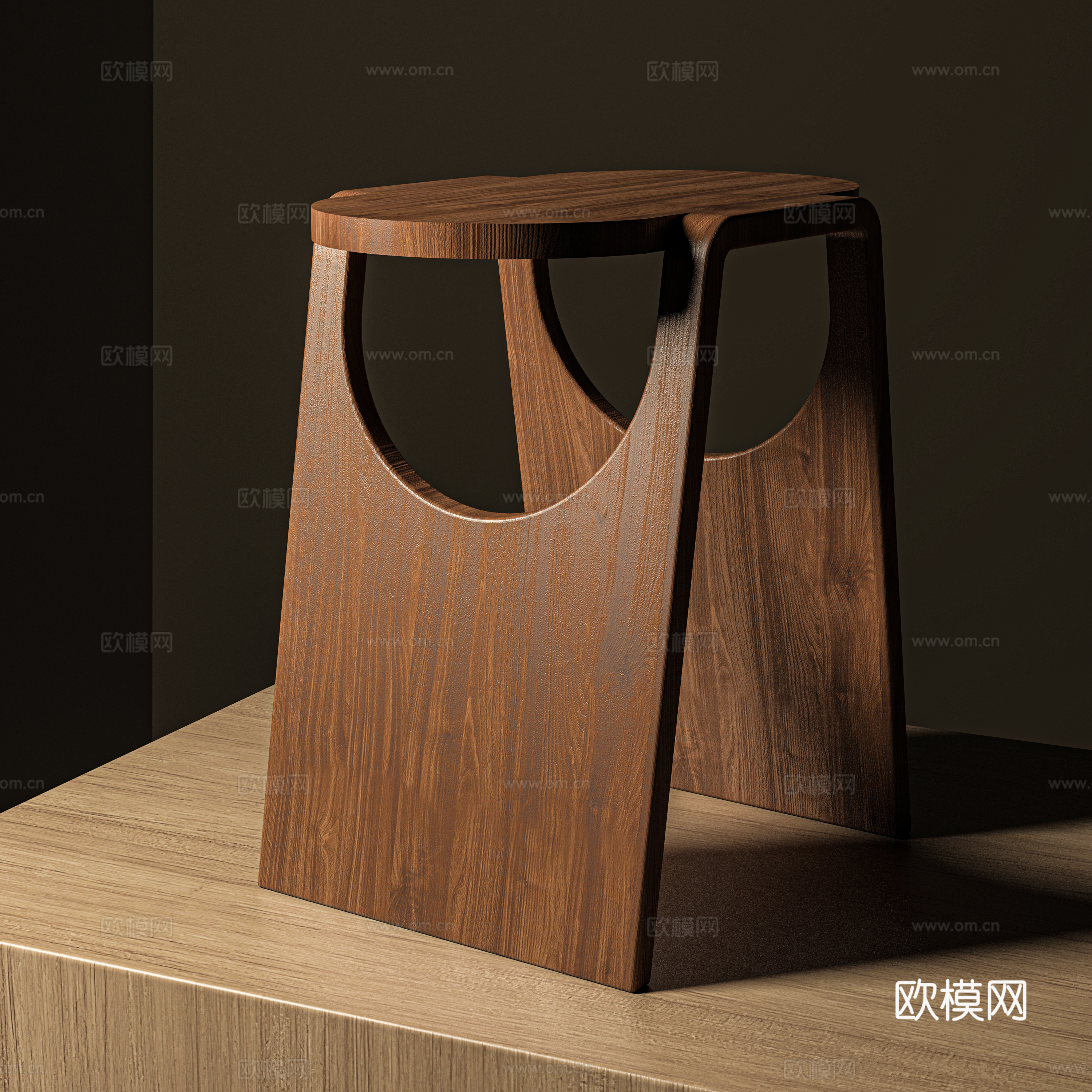 创意木凳中式椅子 艺术抽象 创意风格3d模型