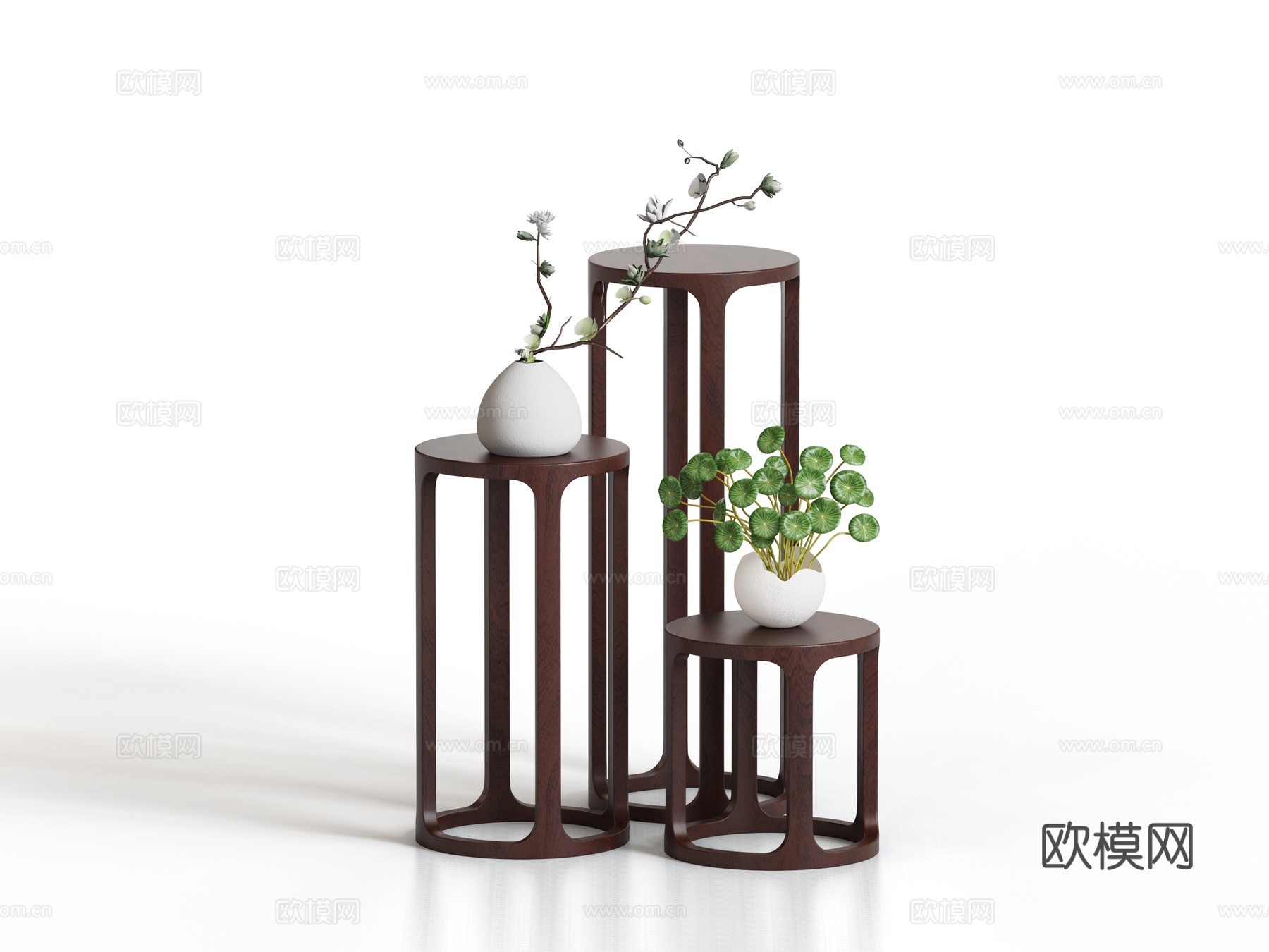 新中式花几花架3d模型