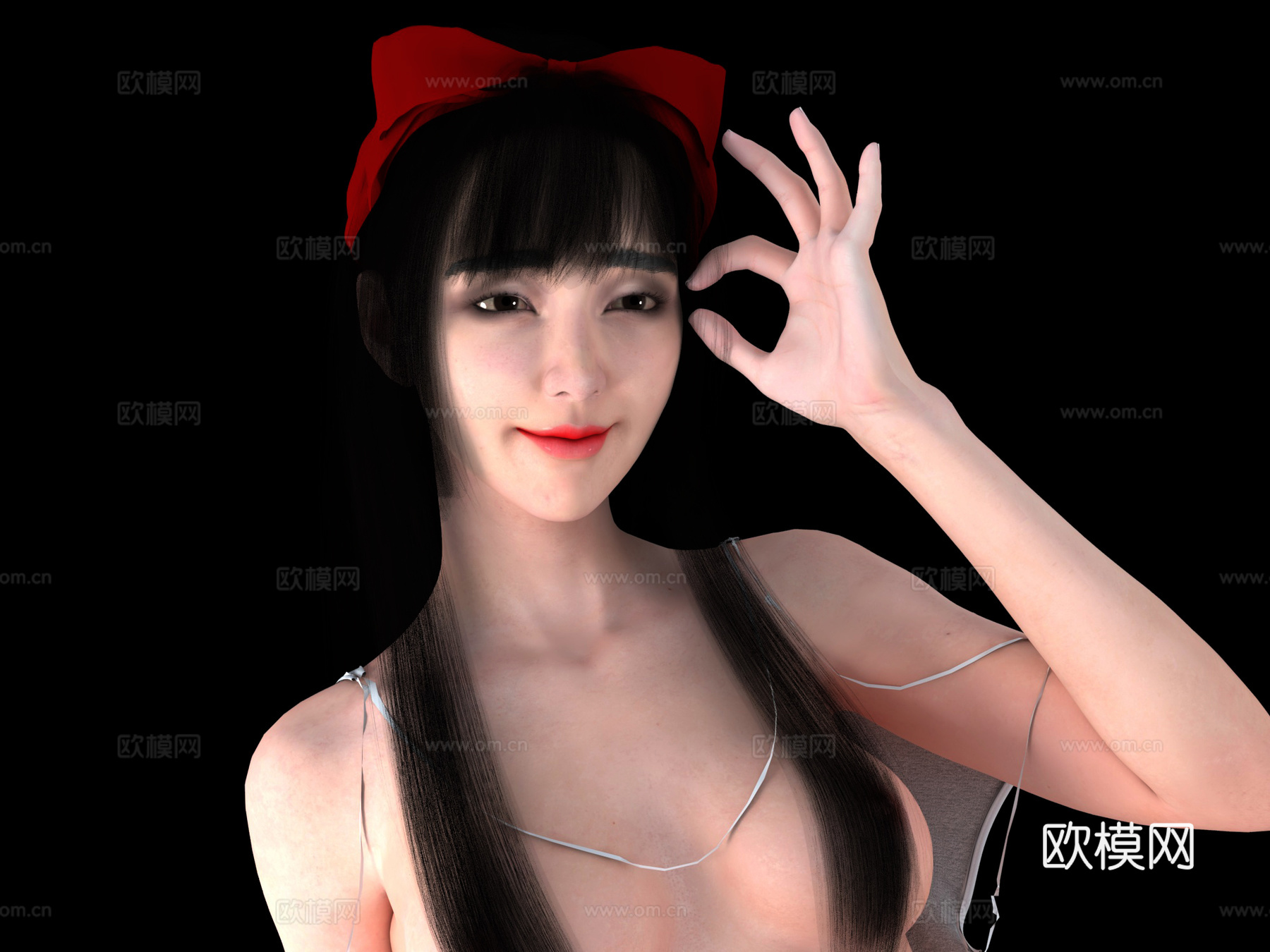 可爱学生女人 美女女性人物 卡通动漫女生 模特小姐姐 蝴蝶结3d模型