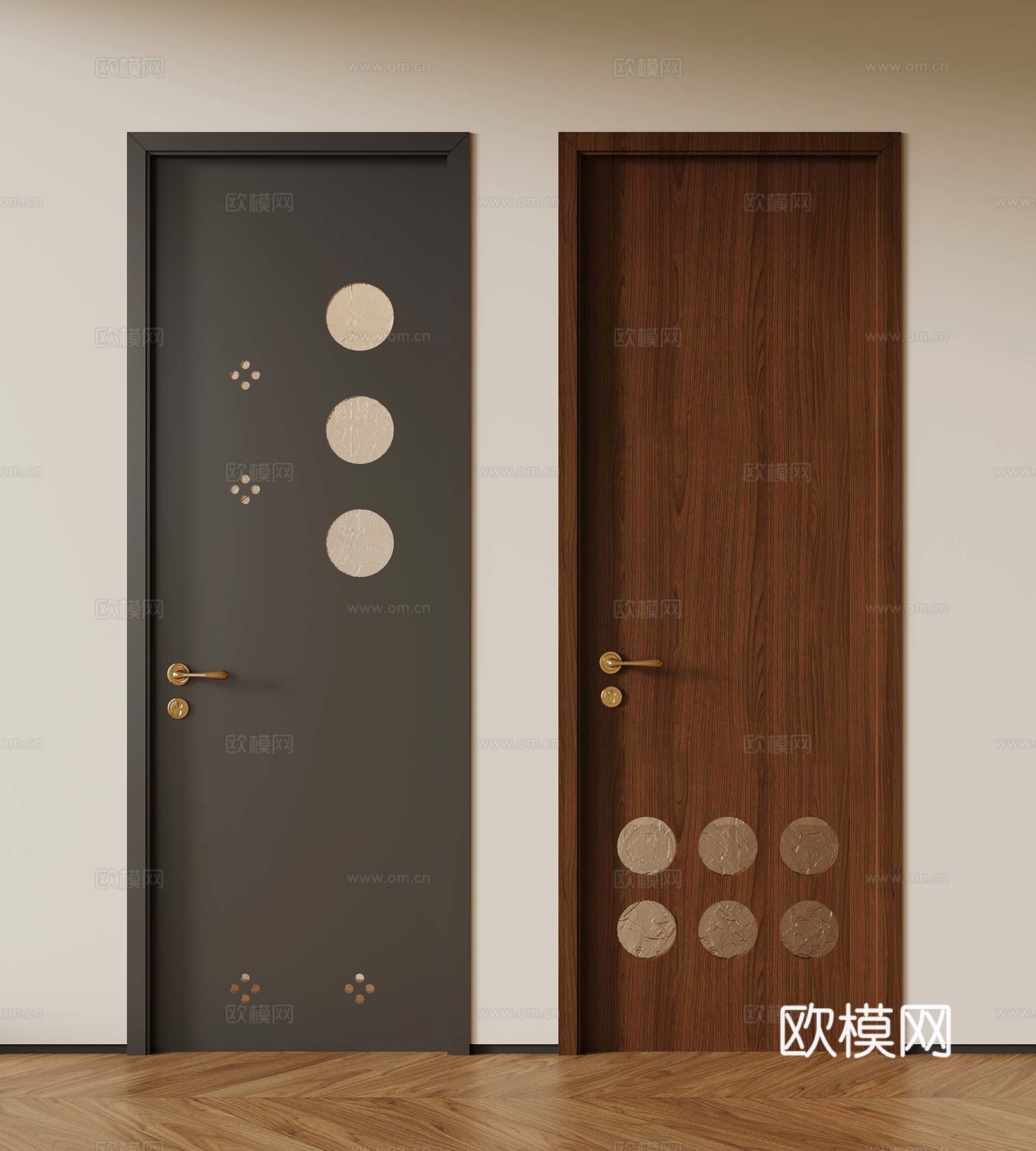 现代中古单开门 复古木门 单开门3d模型