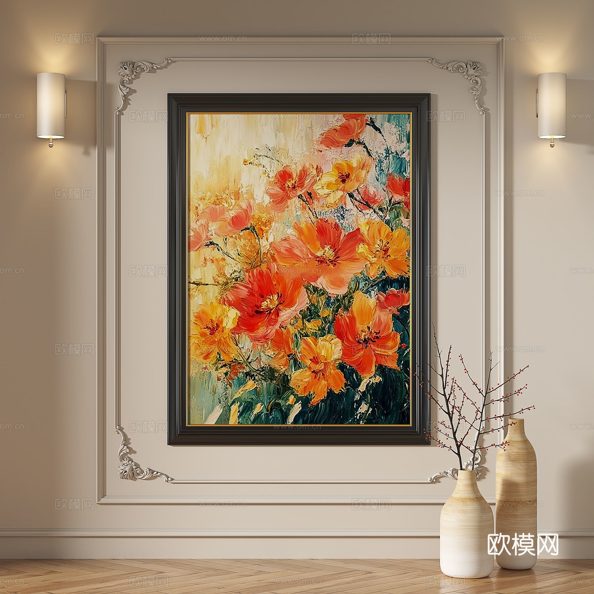 法式，复古，中古，现代，油画，轻奢，简约，抽象，装饰画3d模型