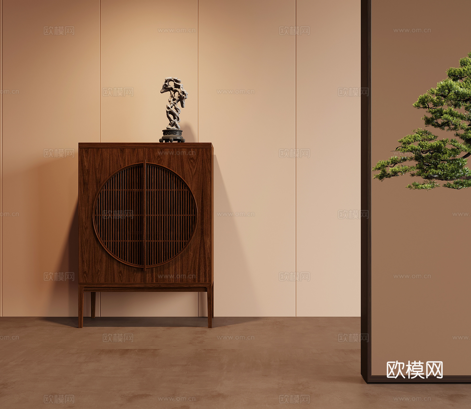 新中式玄关柜 边柜 地柜 矮柜 装饰柜3d模型