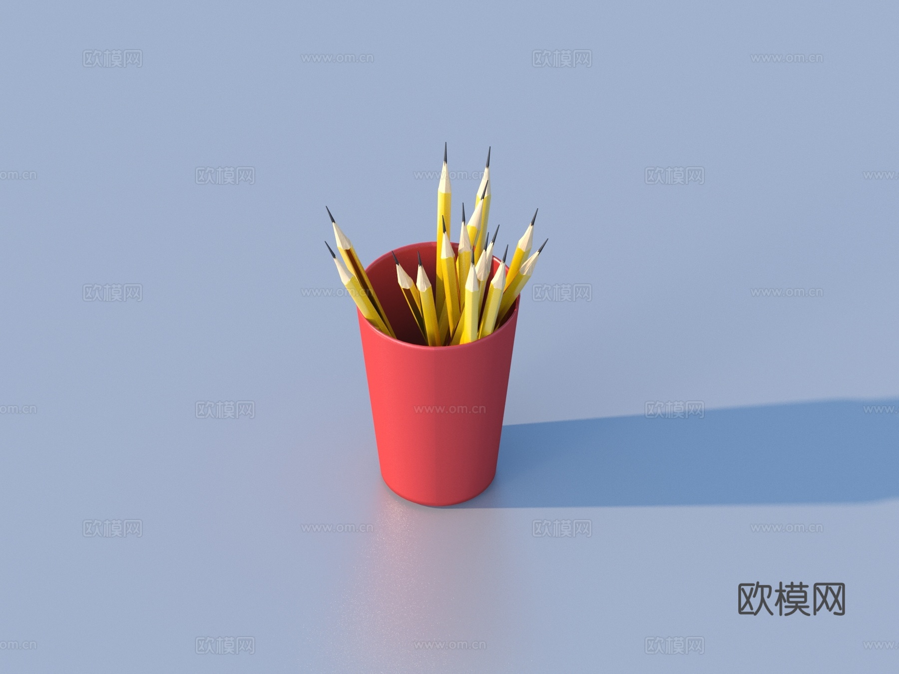 铅笔 笔筒 文具 办公用品3d模型