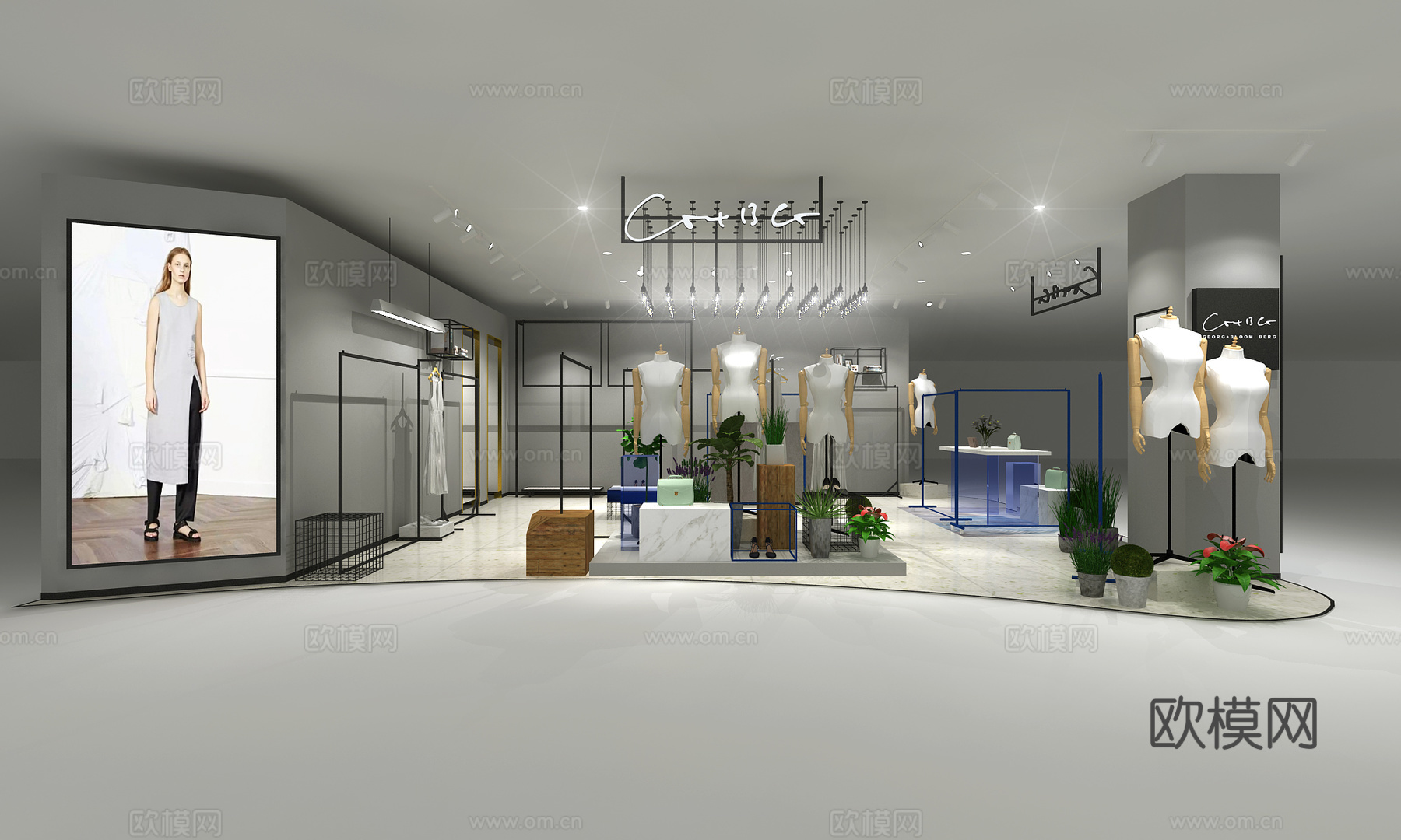 现代工业风服装店3d模型