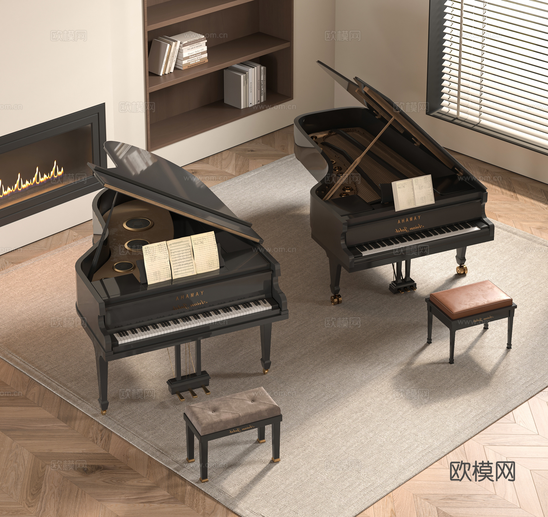 现代钢琴3d模型