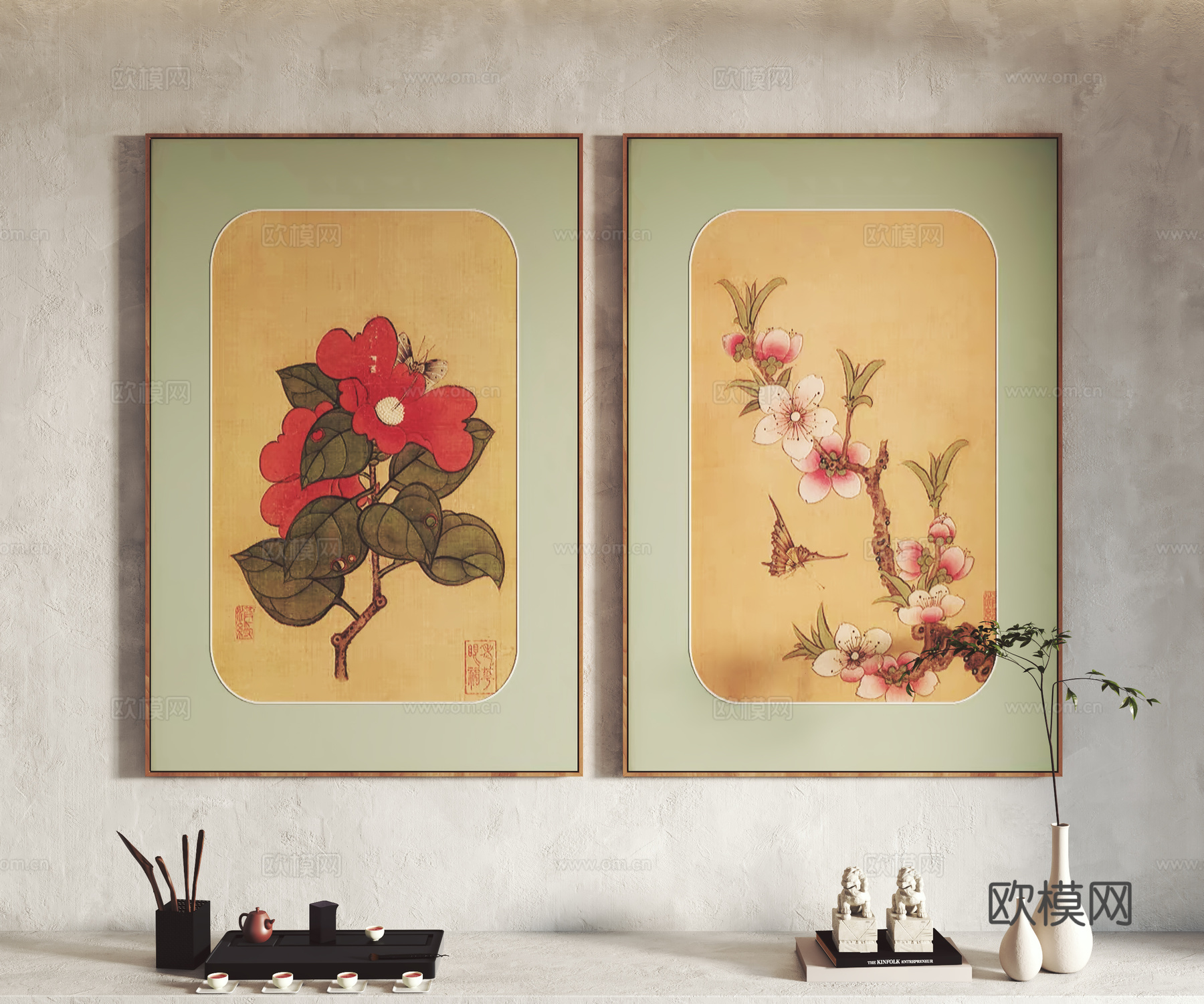 新中式装饰画 挂画 摆件3d模型
