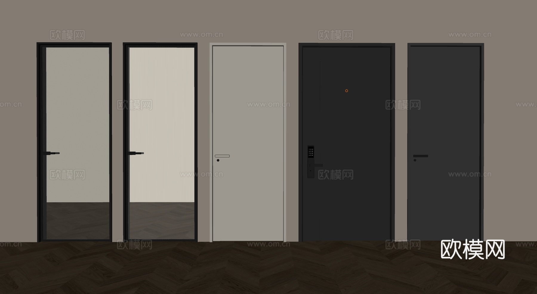 现代单开门 极窄门 平开门 卧室门 卫浴门 玻璃单开门su模型