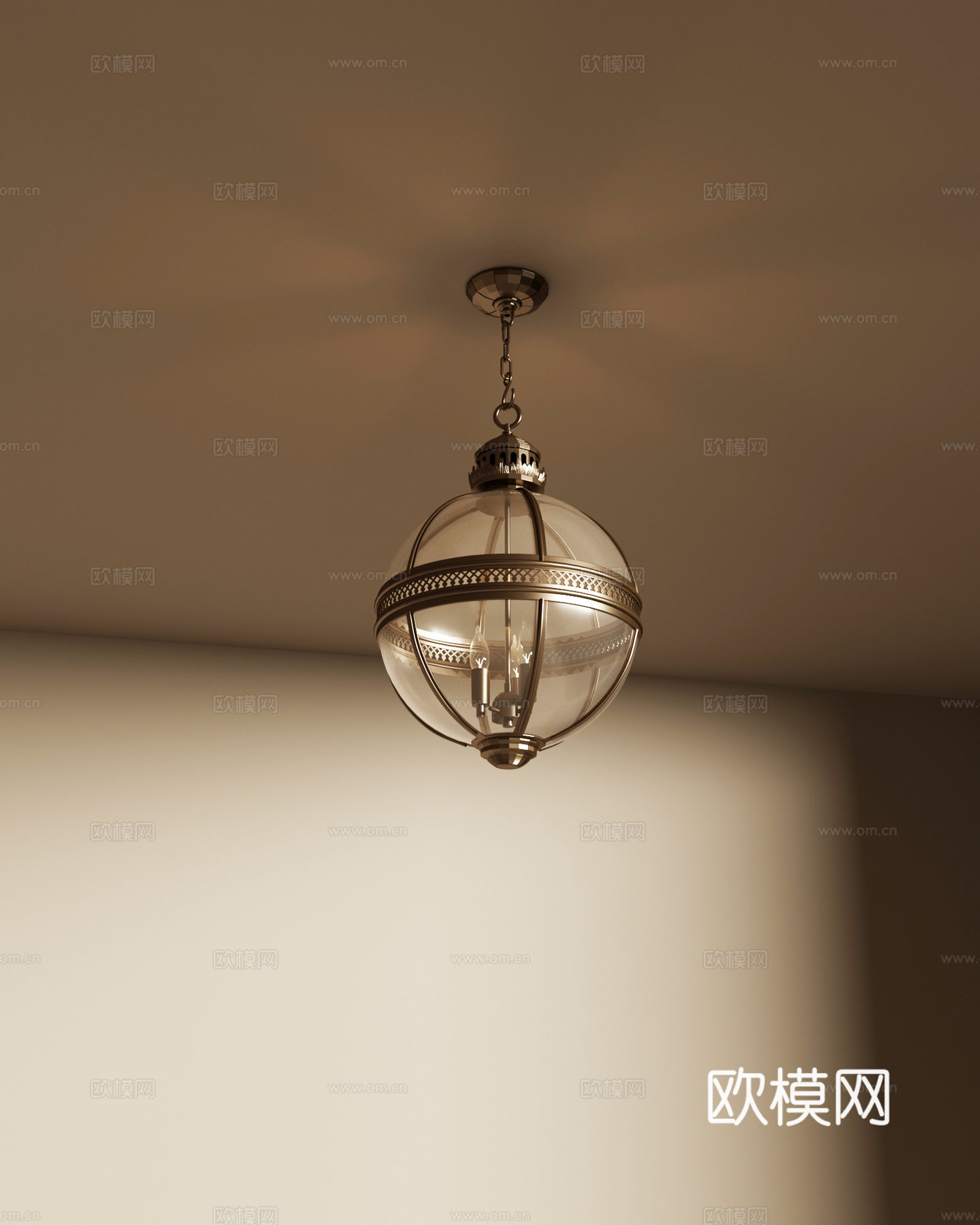 法式复古风吊灯 玻璃吊灯 装饰吊灯3d模型