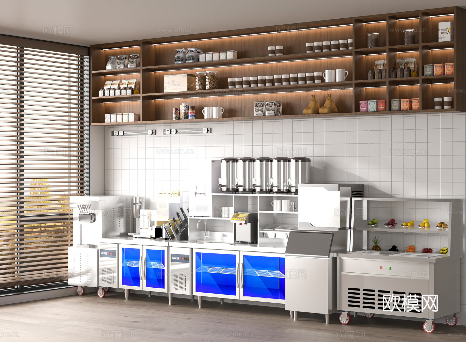 现代奶茶操作台3d模型