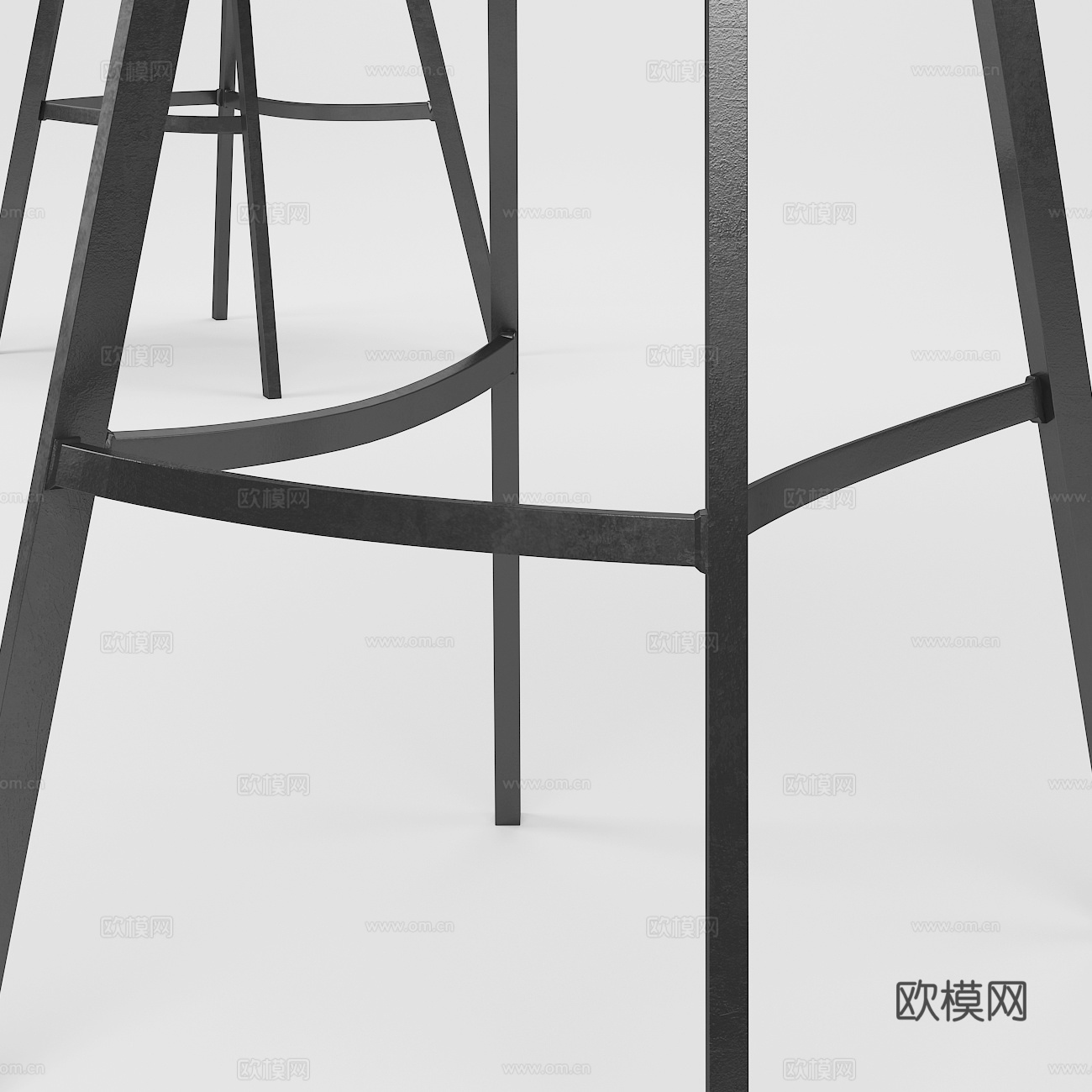 现代意式皮革金属吧台椅3d模型