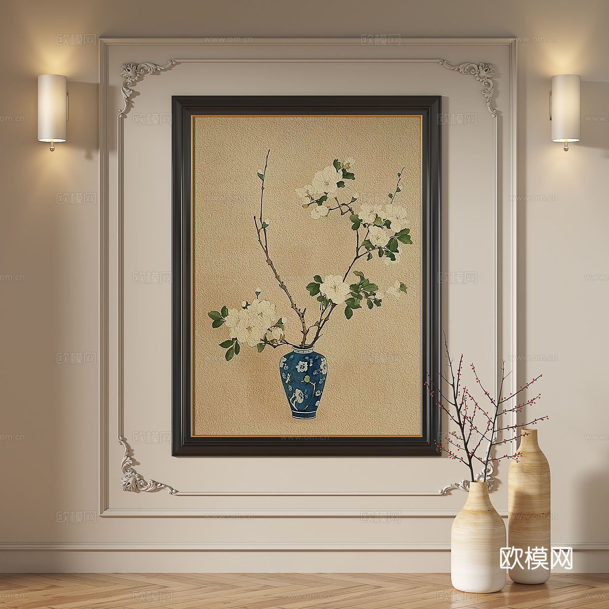 法式，复古，中古，现代，油画，轻奢，简约，抽象，装饰画3d模型