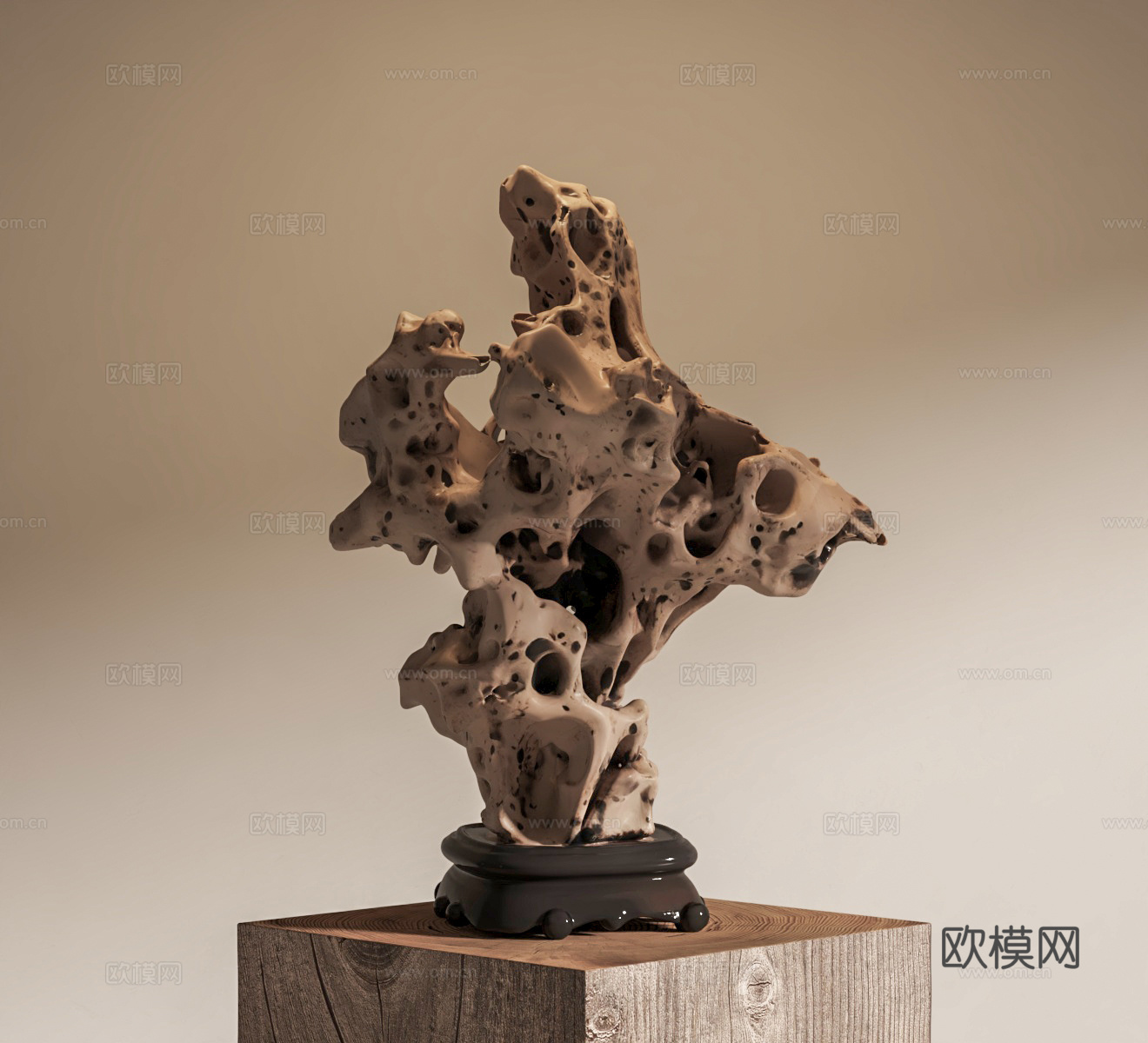 新中式太湖石摆件 景观石 自然石摆件 天然石雕塑摆件su模型
