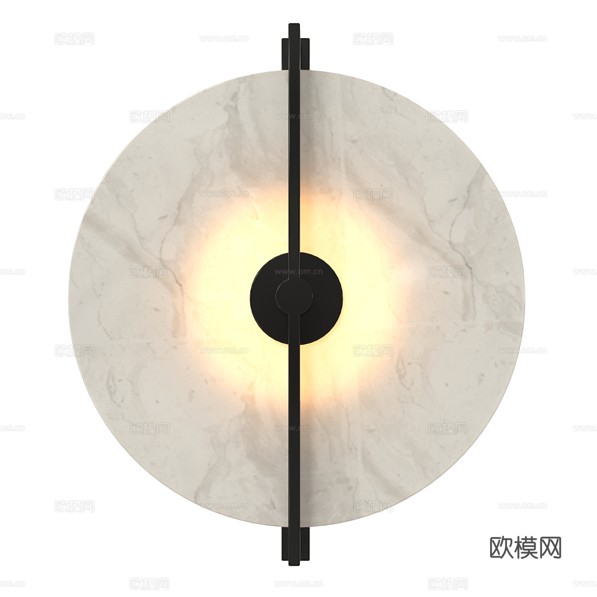 新中式圆盘透光石壁灯3d模型