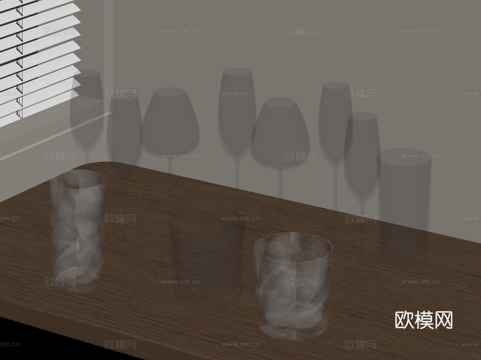 现代水瓶 水杯 玻璃杯su模型