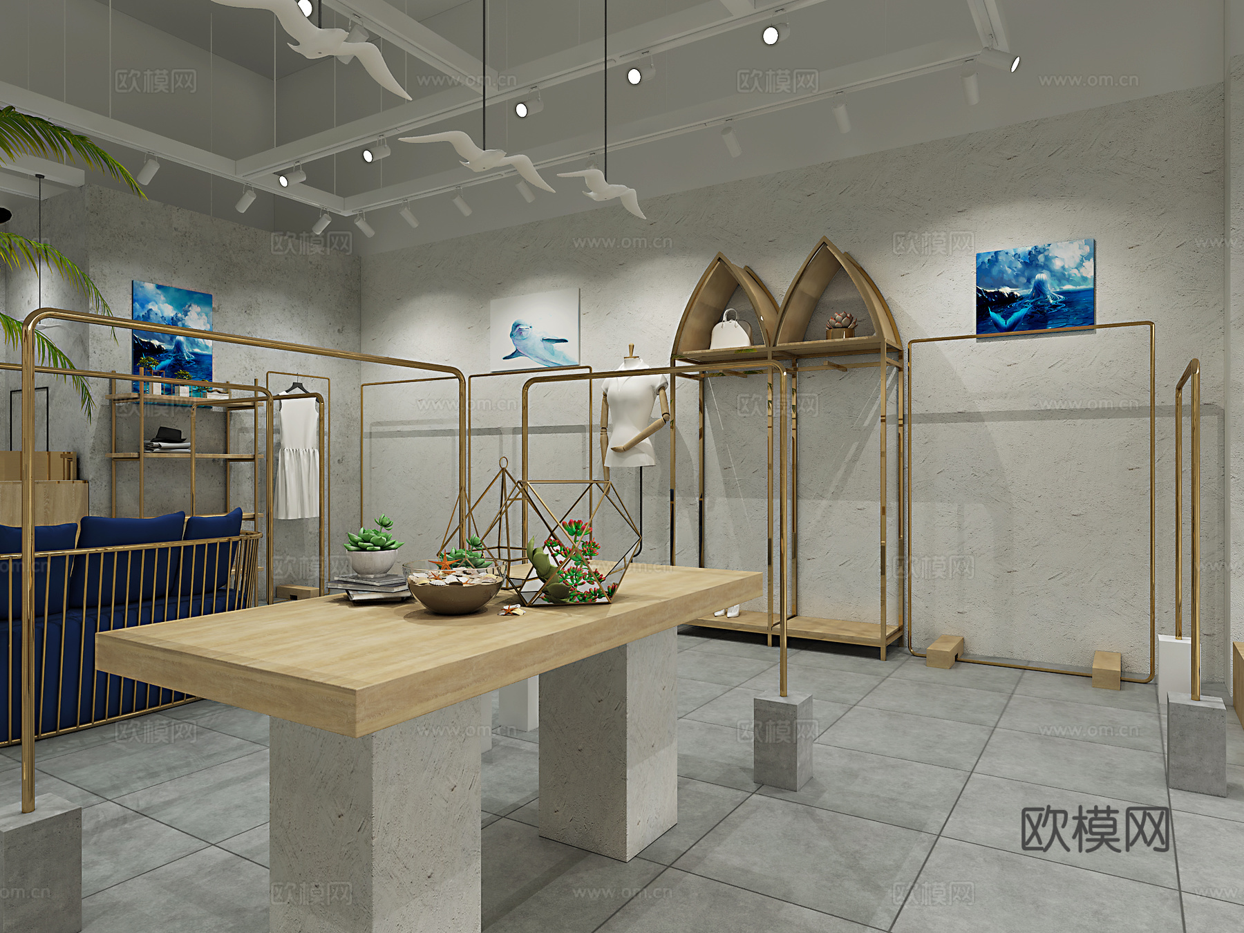 商场中岛服装店3d模型