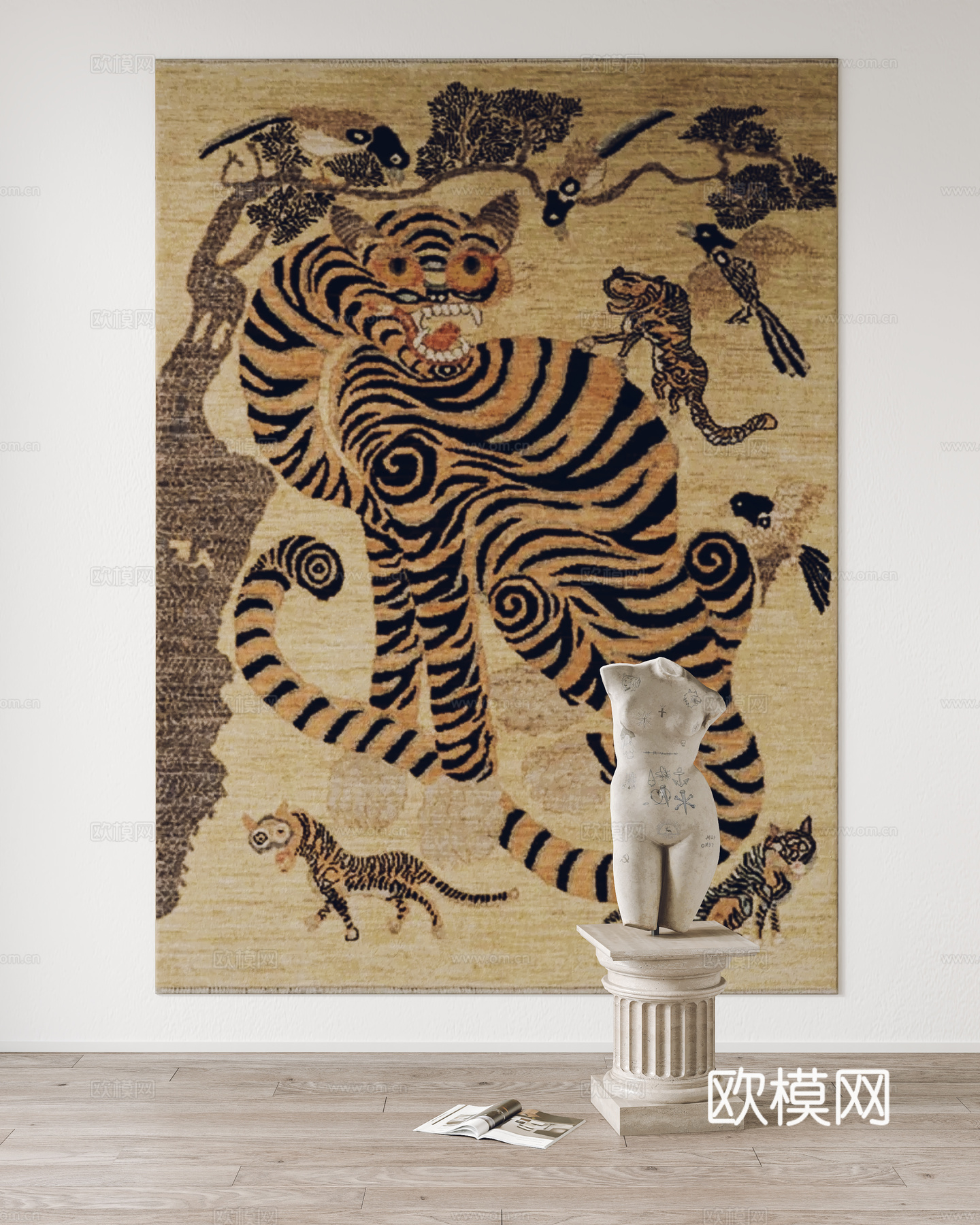 中古风地毯 方形地毯 雕塑3d模型