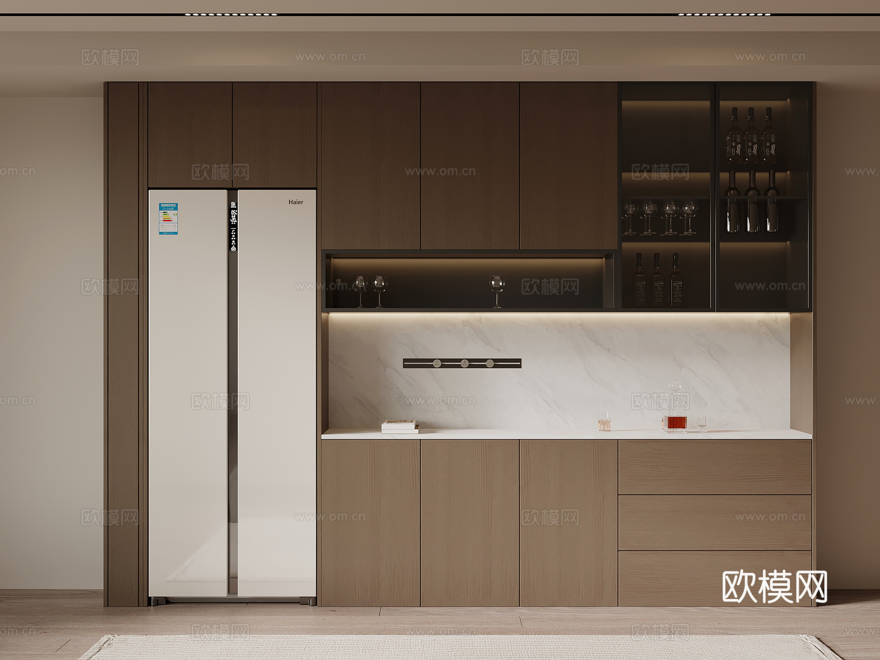 现代意式酒柜 餐边柜3d模型